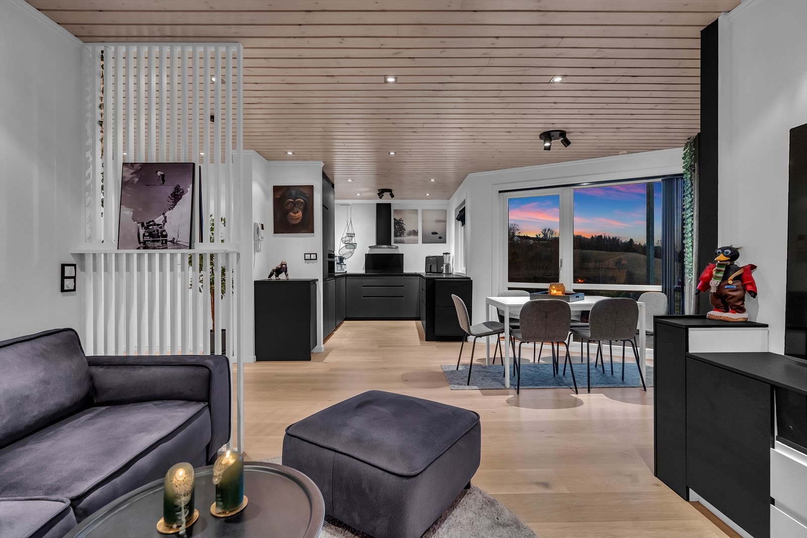 Store vindusflater og downlights i taket. Galleribilde