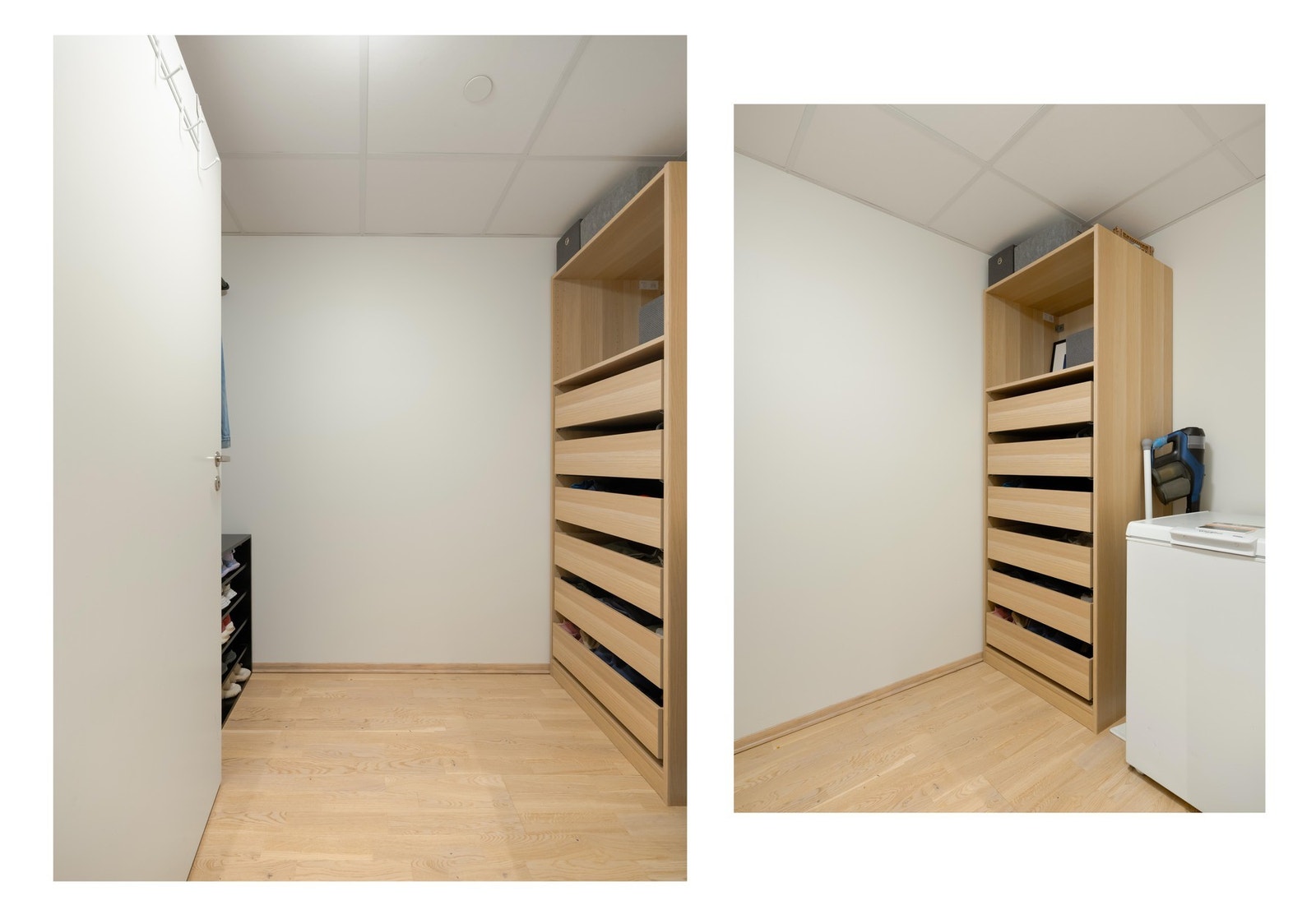 Dette er en drøm for mange: En egen innvendig bod! Den har god plass til ulike garderobeløsninger og eventuelt ekstra kjøleskap eller fryser. Deilig, ikke sant? Galleribilde