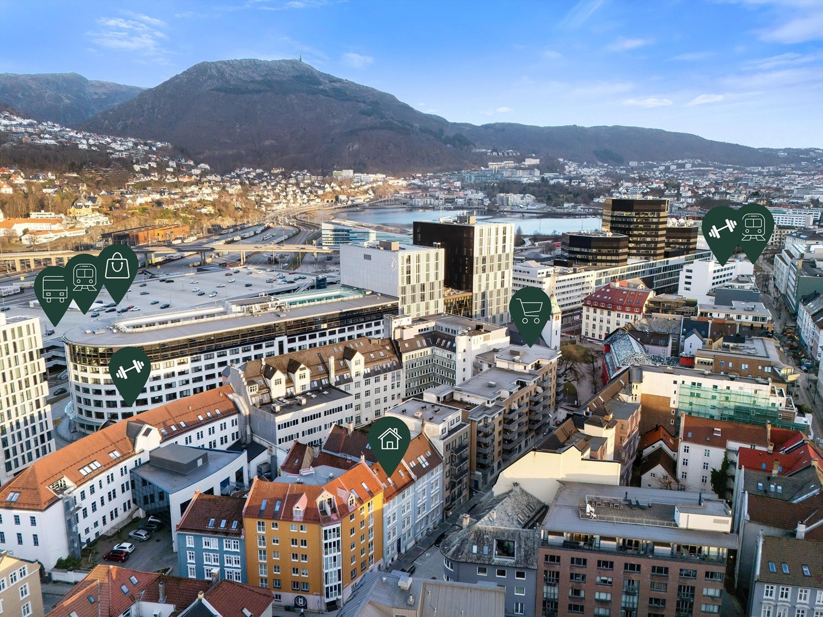 Leiligheten har en særs attraktiv beliggenhet i rolig gate. Nærhet til "alt" du trenger av fasiliteter. 2 bybanestopp å velge mellom. Galleribilde