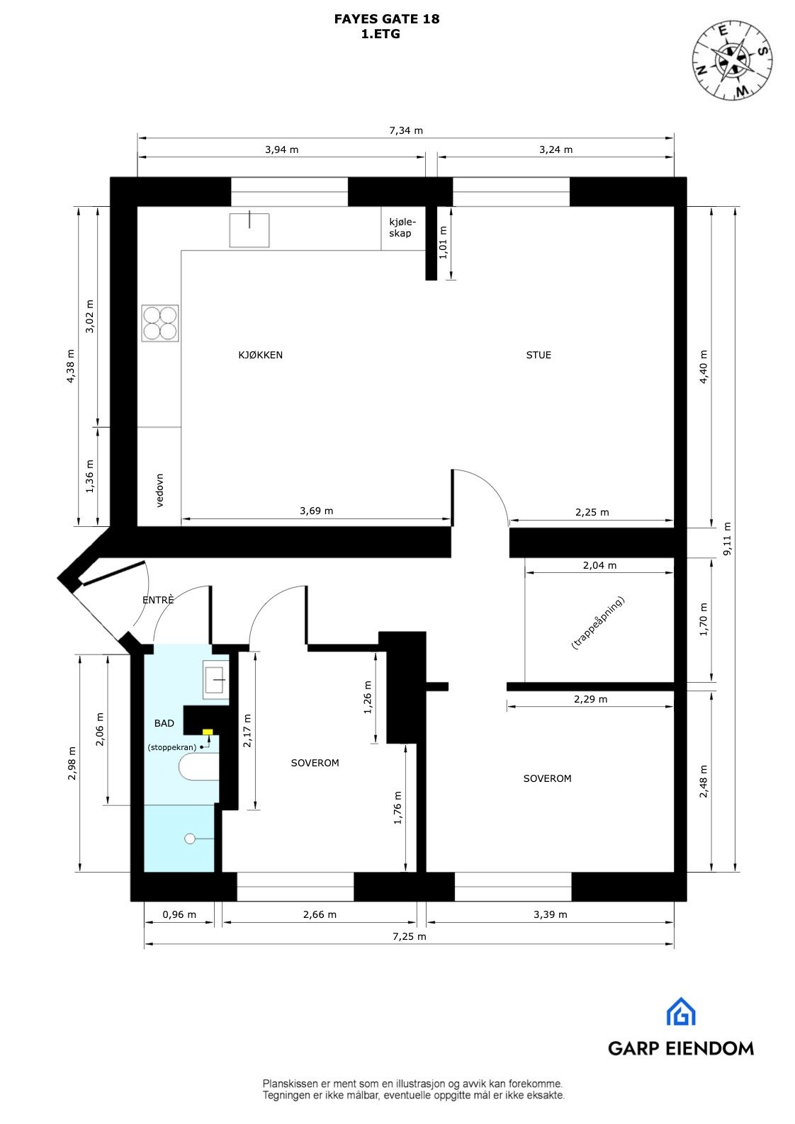 Plantegning 1 etg Galleribilde