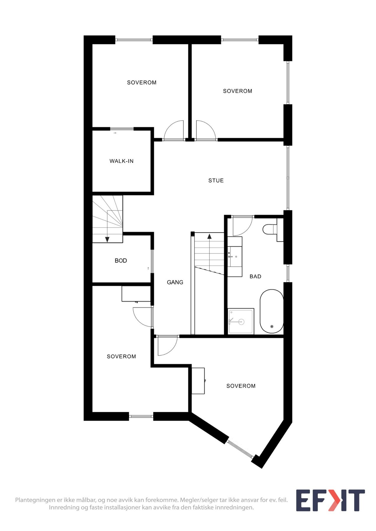 Plantegning 1. etasje - ikke målsatt, kun en illustrasjon. Galleribilde