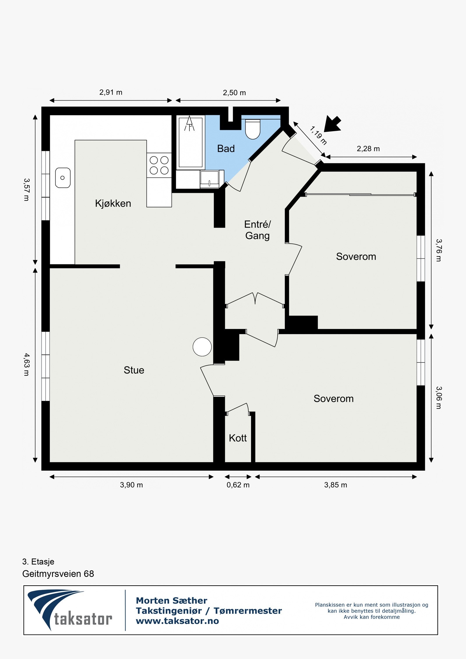 3. etasje - plantegning. Galleribilde