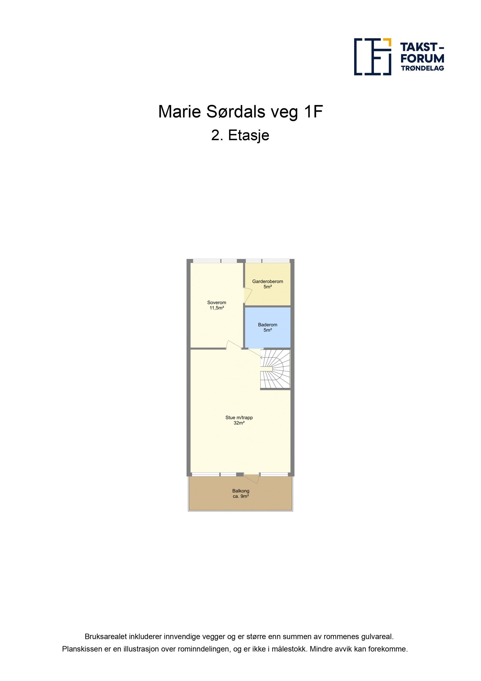 Planskisse fra takstmann 2. etasje Galleribilde