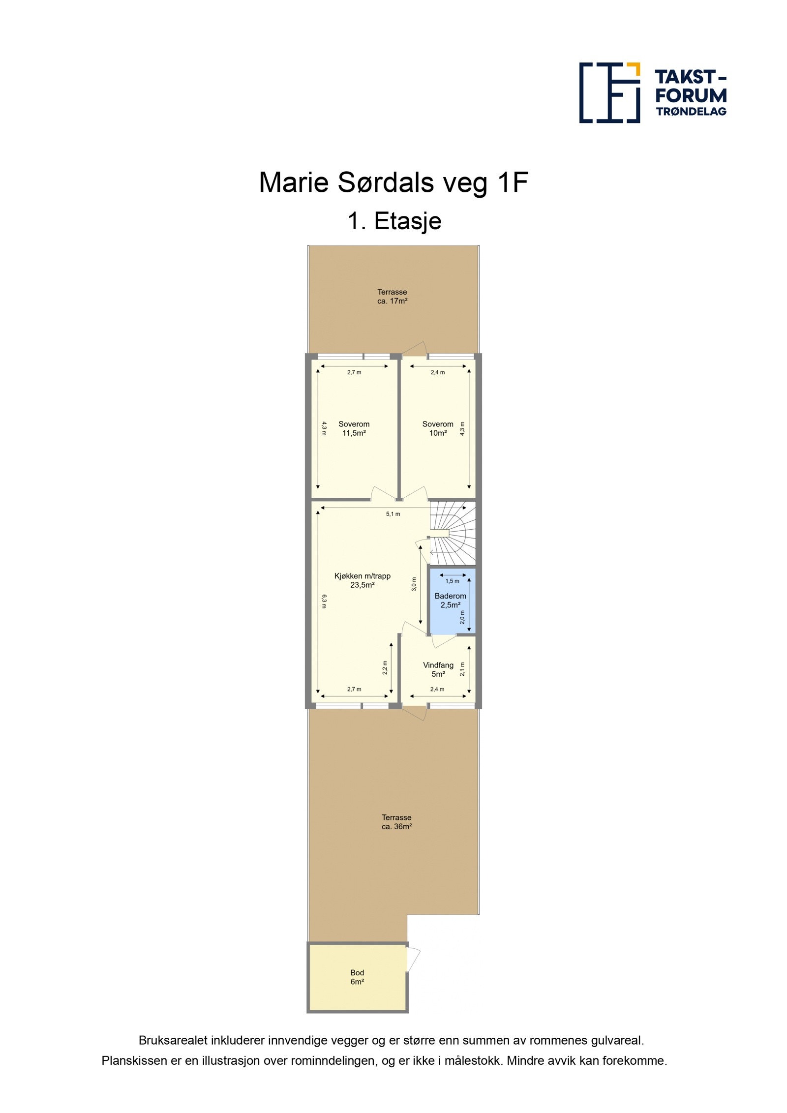 Planskisse fra takstmann 1. etasje Galleribilde