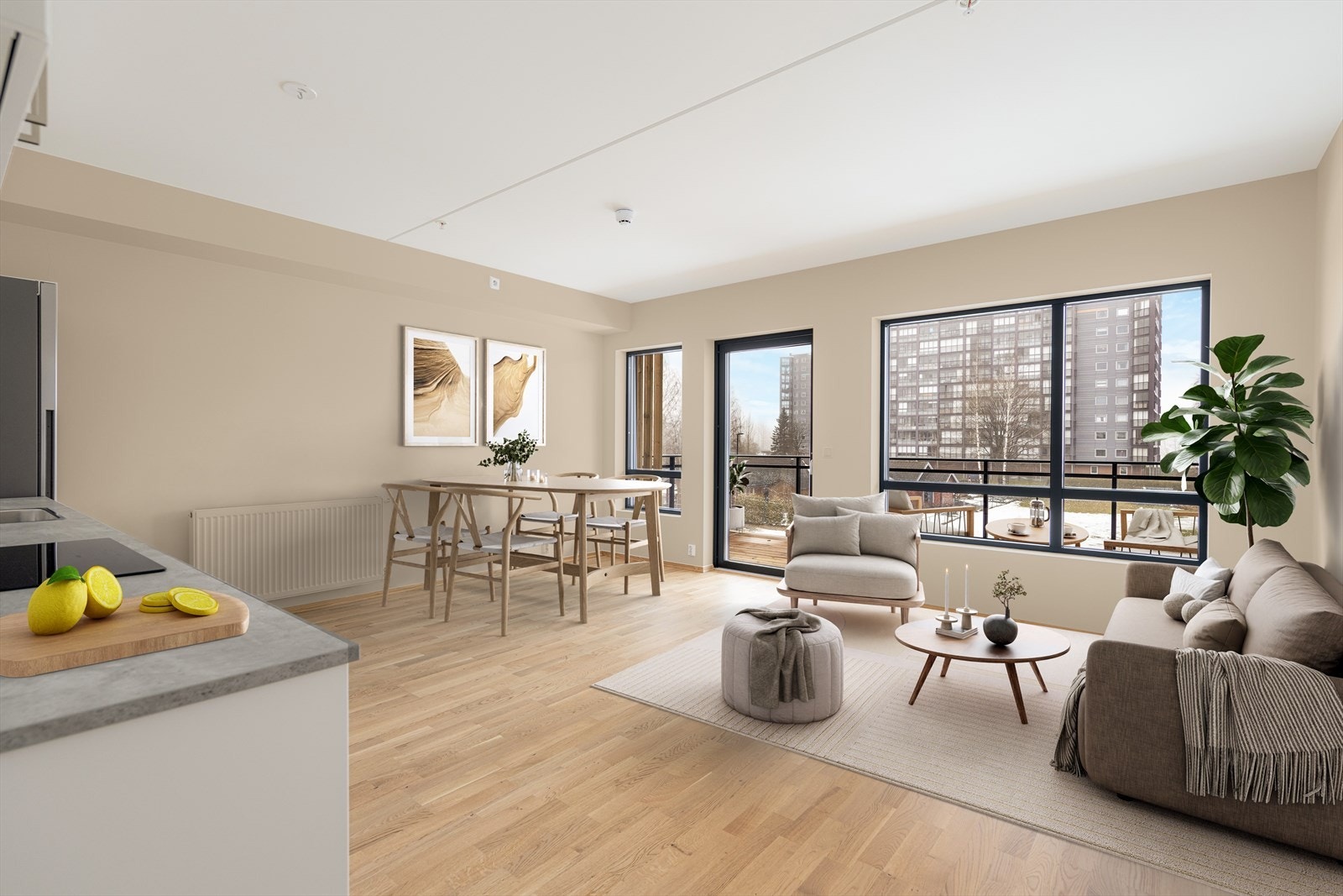 Ønsker du en lunere veggfarge? Bildet er digitalt møblert og vist med en alternativ veggfarge. Galleribilde