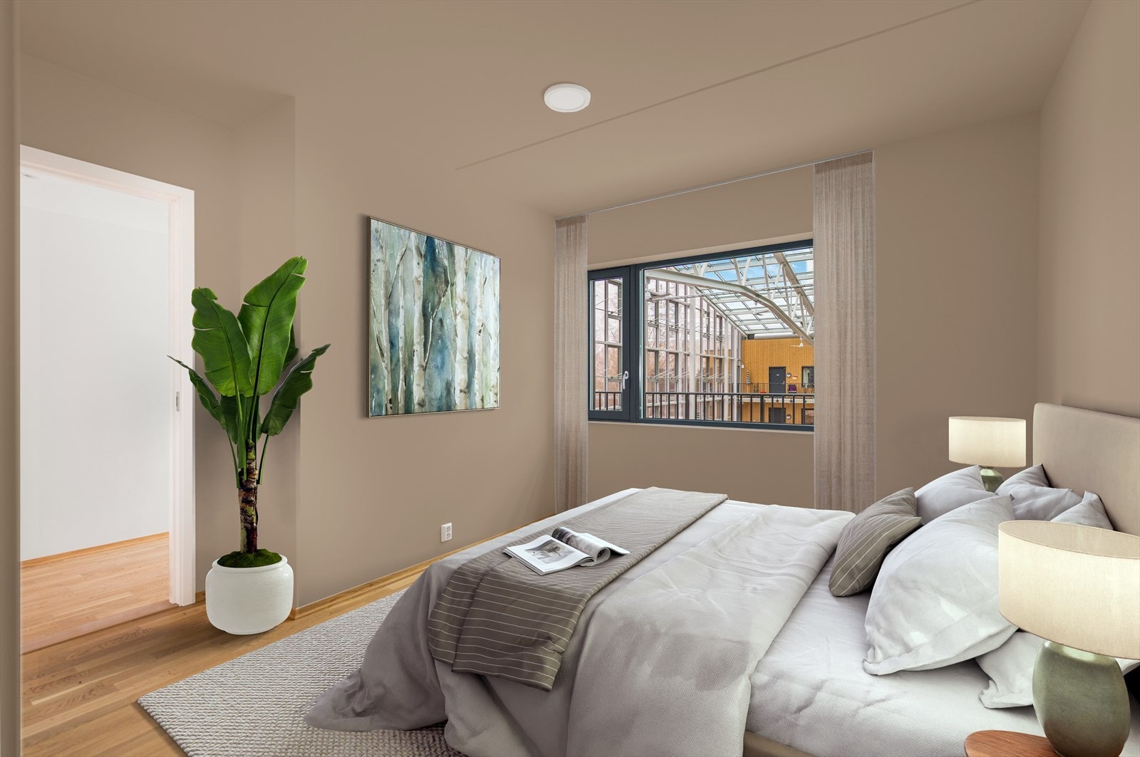 Ønsker du en lunere veggfarge? Bildet er digitalt møblert og vist med en alternativ veggfarge. Galleribilde