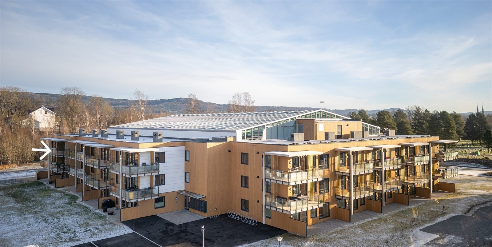 Pilen markerer leilighetens beliggenhet i bygget Galleribilde