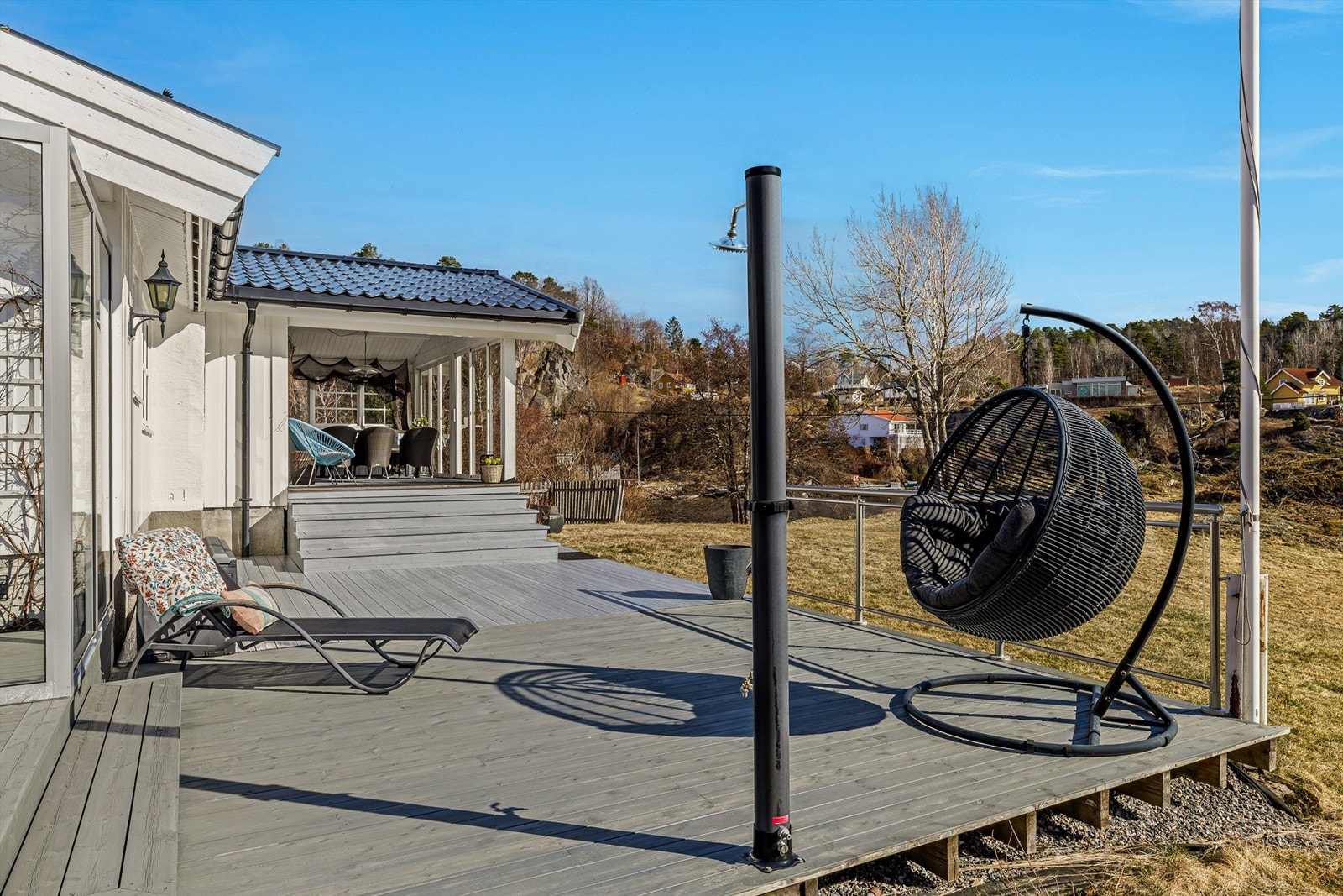 Utedusjen brukes hele sesongen, uansett om været er godt eller dårlig. Dette er en del av hyttefølelsen. Galleribilde