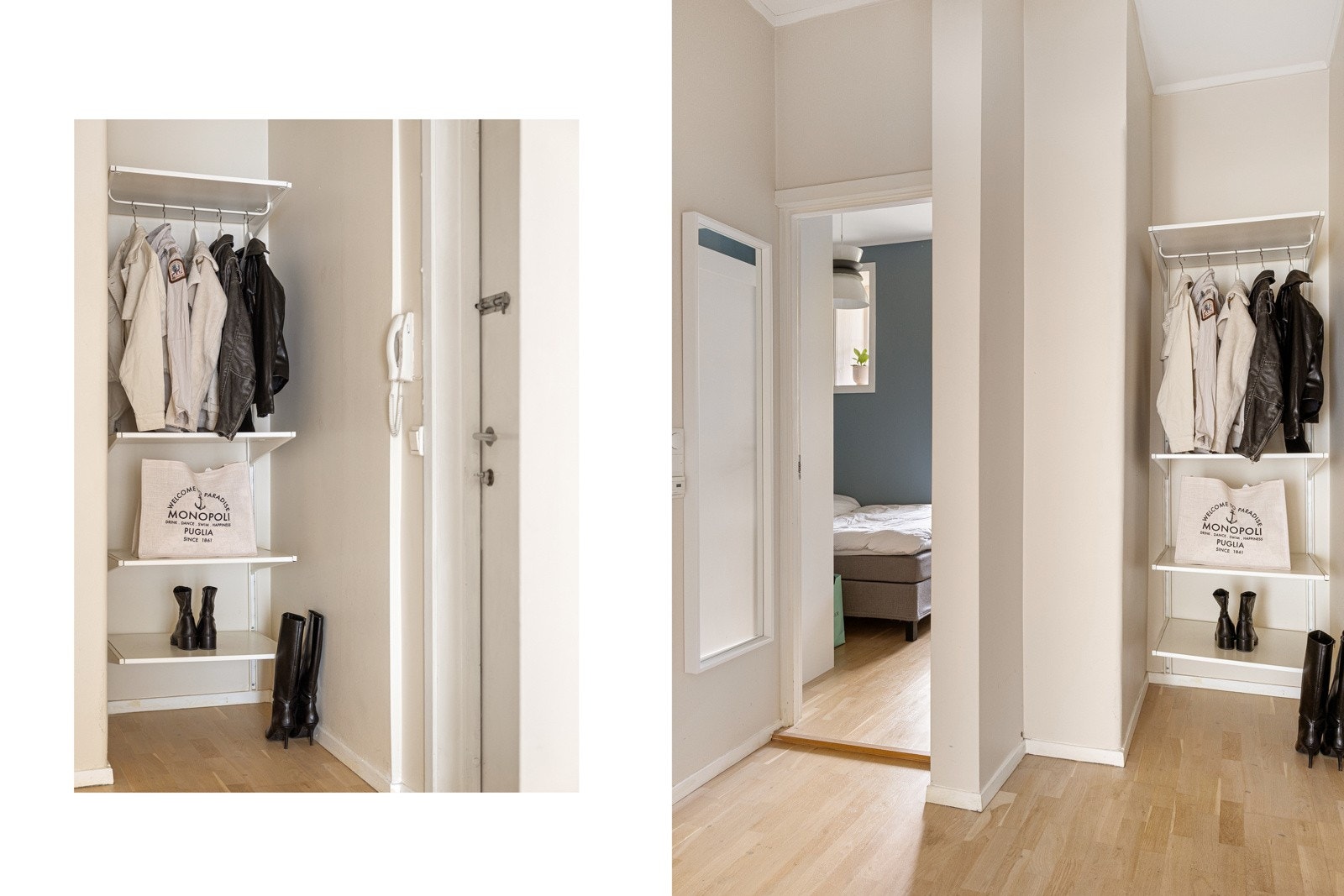 Et hyggelig inngangsparti med garderobe ønsker deg velkommen hjem Galleribilde