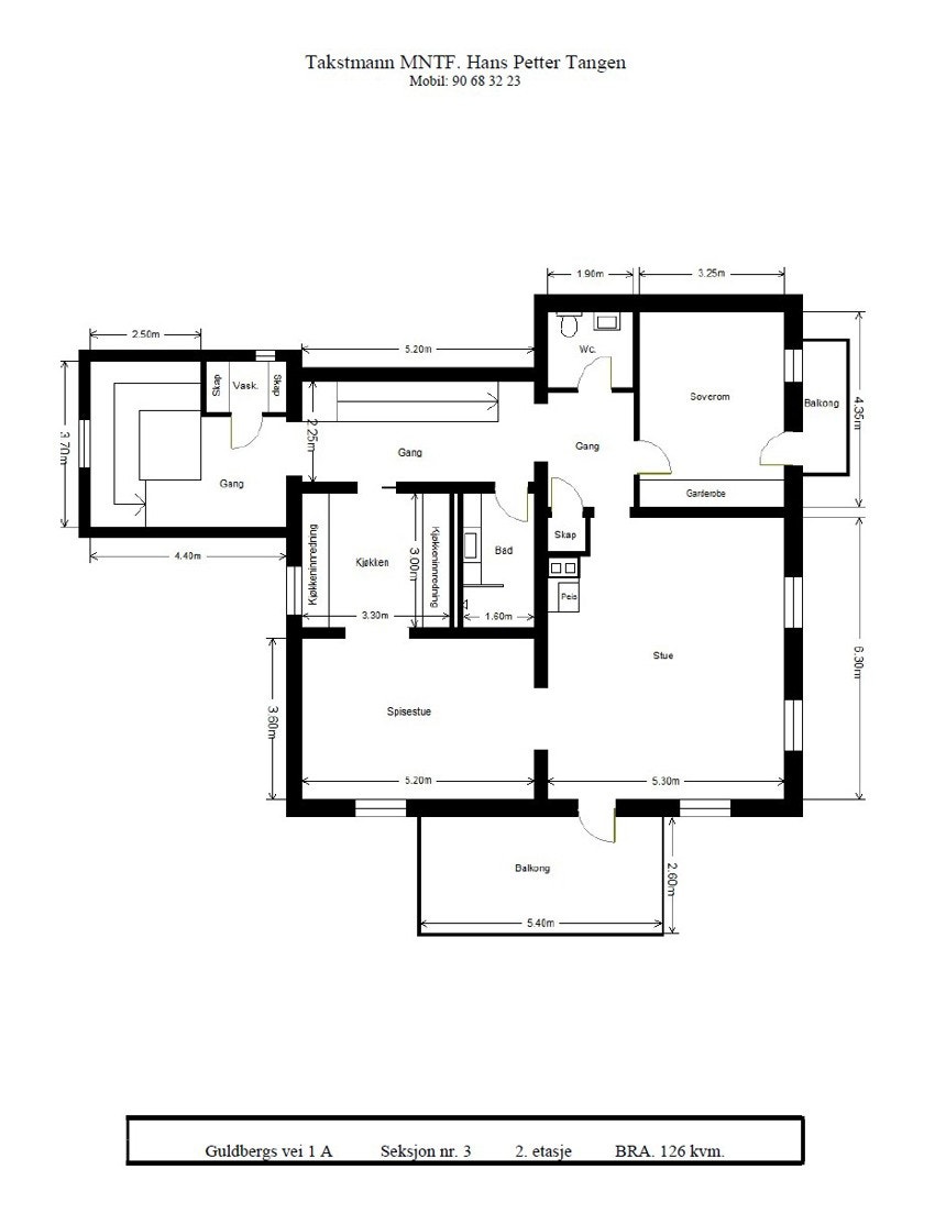 Planskisse over boligens hovedplan i 2. etasje. Galleribilde