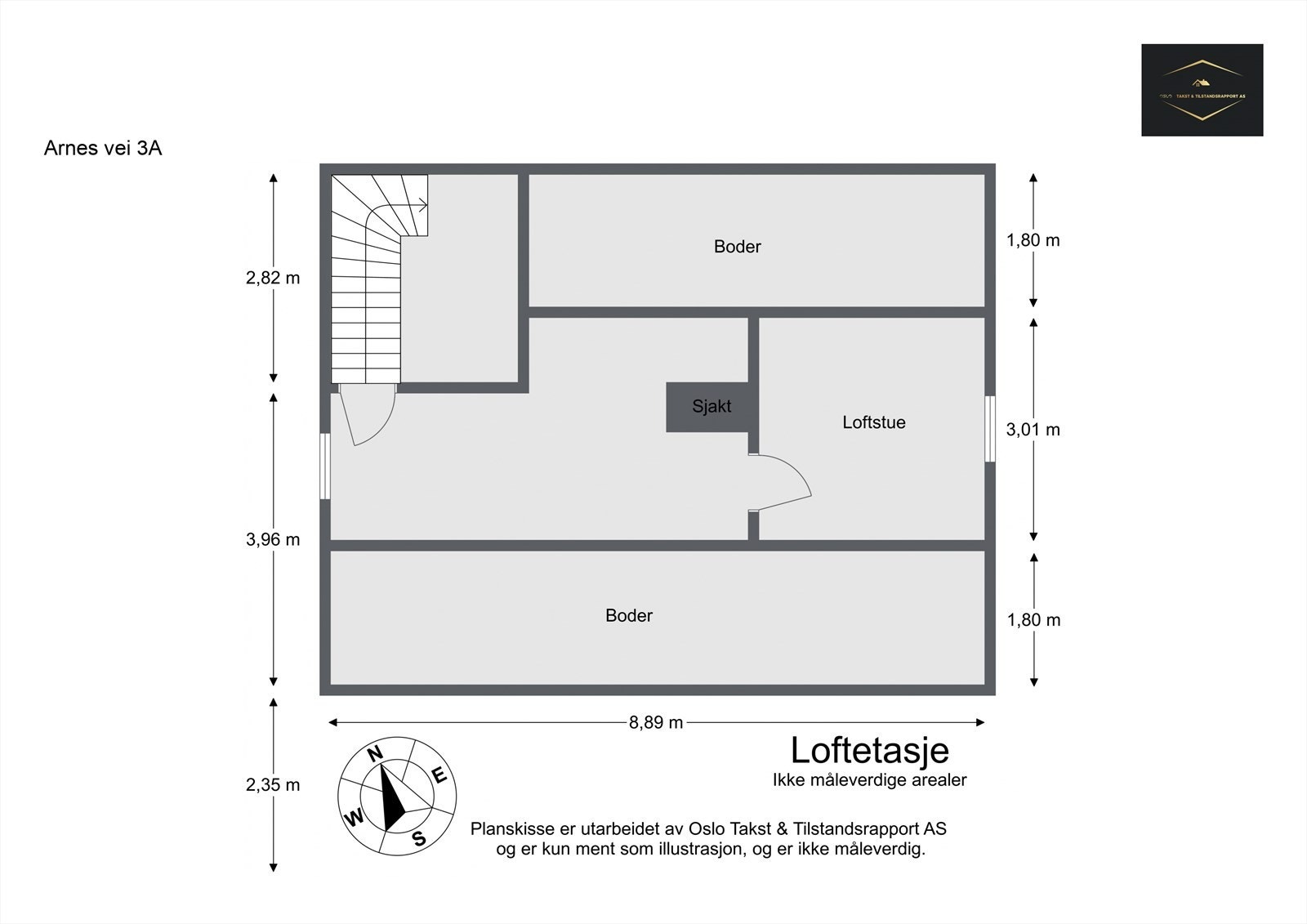 Planskisse loftetasje - Arnes vei 3A. Galleribilde