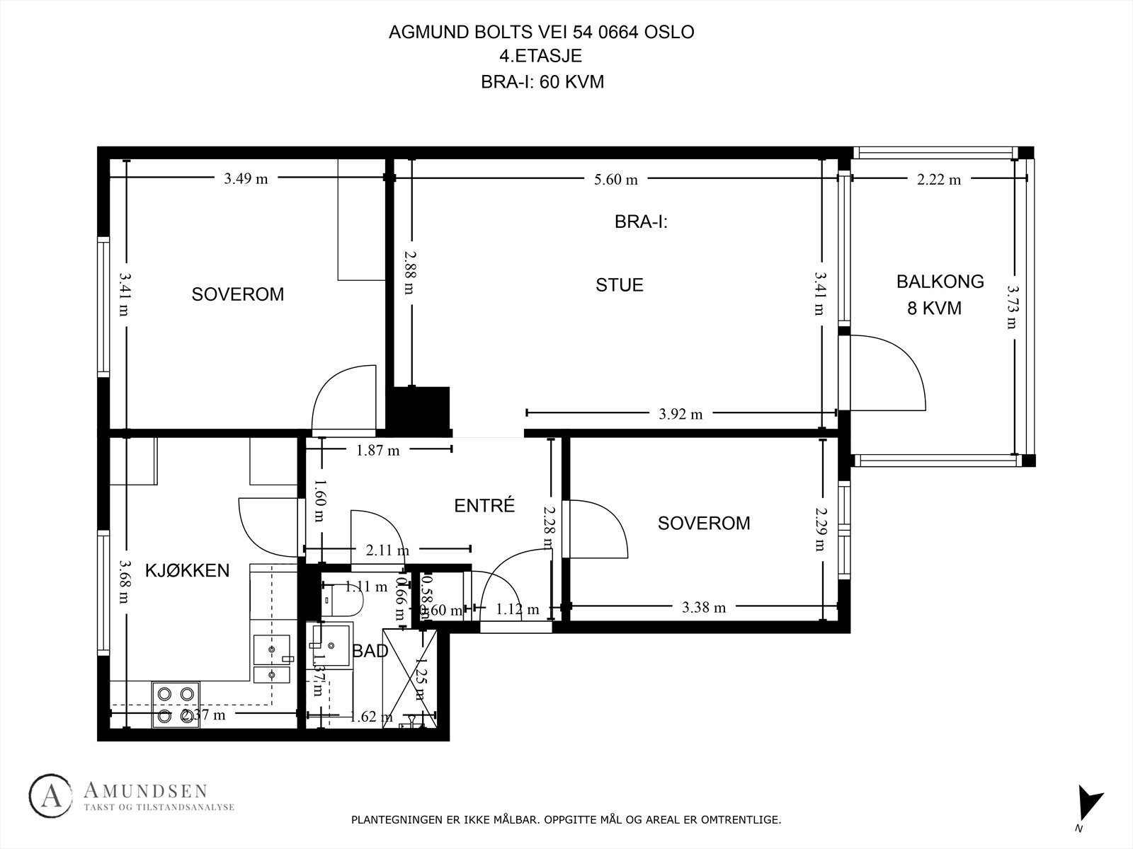 Takstmannens plantegning- Agmund Bolts vei 55 Galleribilde
