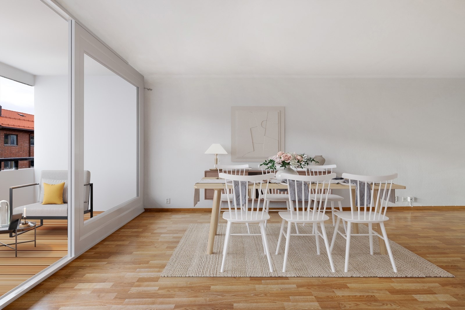 Stor stue med utgang til balkong (bildet er digitalt innredet) Galleribilde