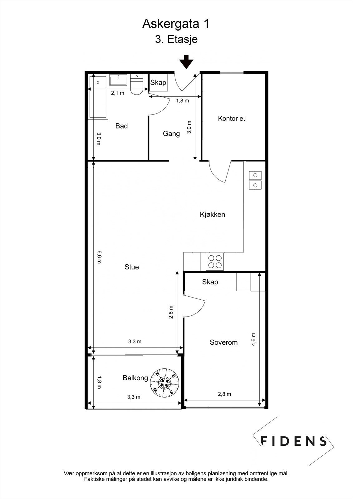 Alternativ planløsning - gjort av tilsvarende leiligheter Galleribilde