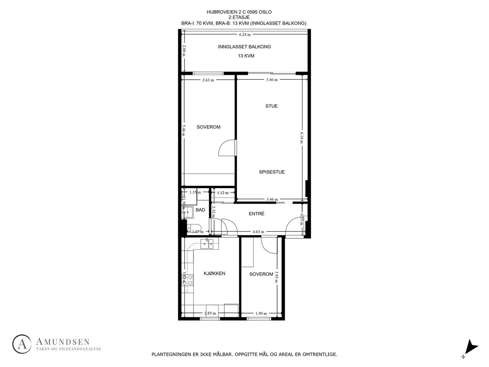Målsatt plantegning. Galleribilde