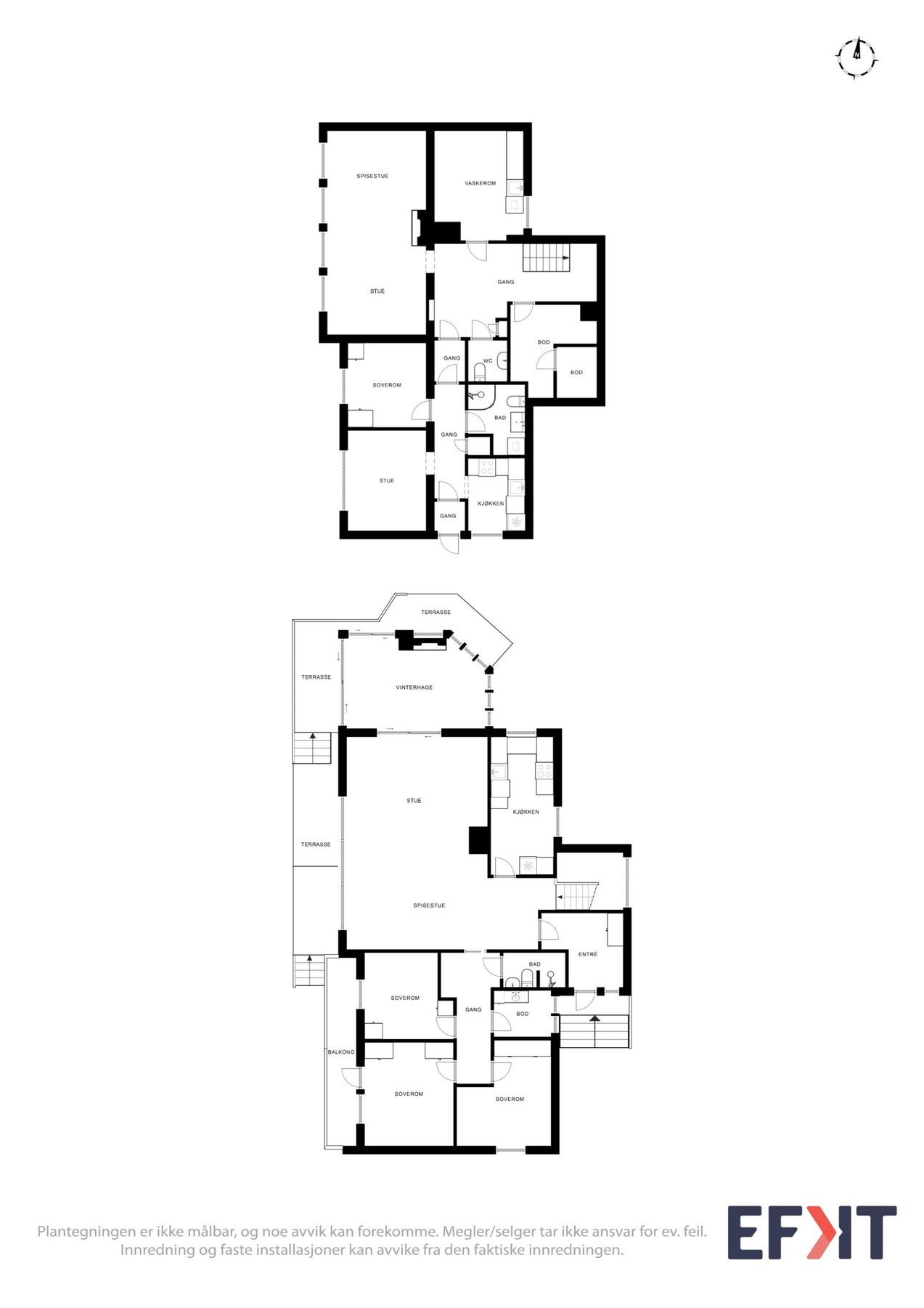 Plantegning som viser begge etasjer. Galleribilde