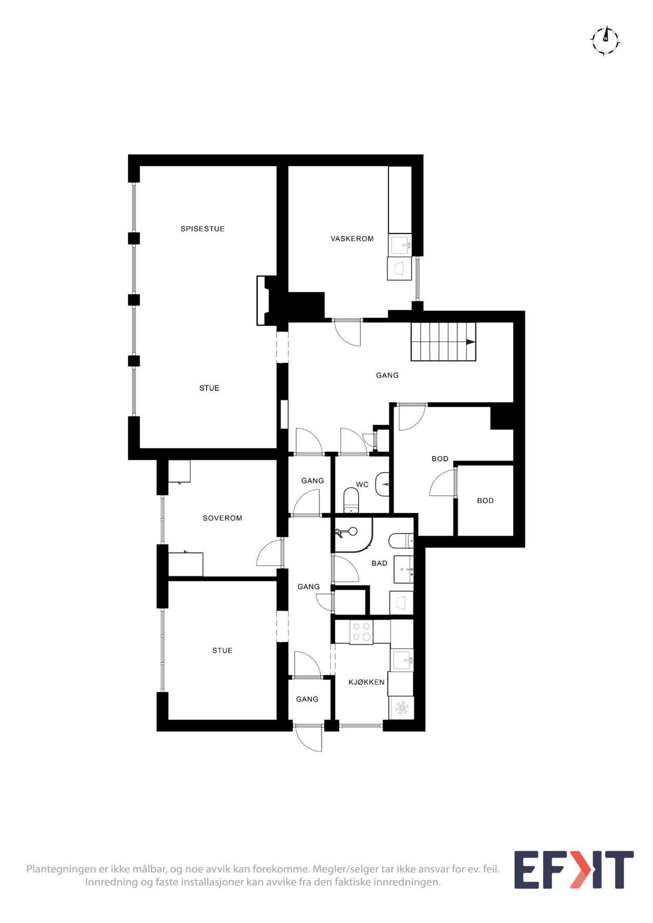 Plantegning som viser boligens underetasje. Galleribilde