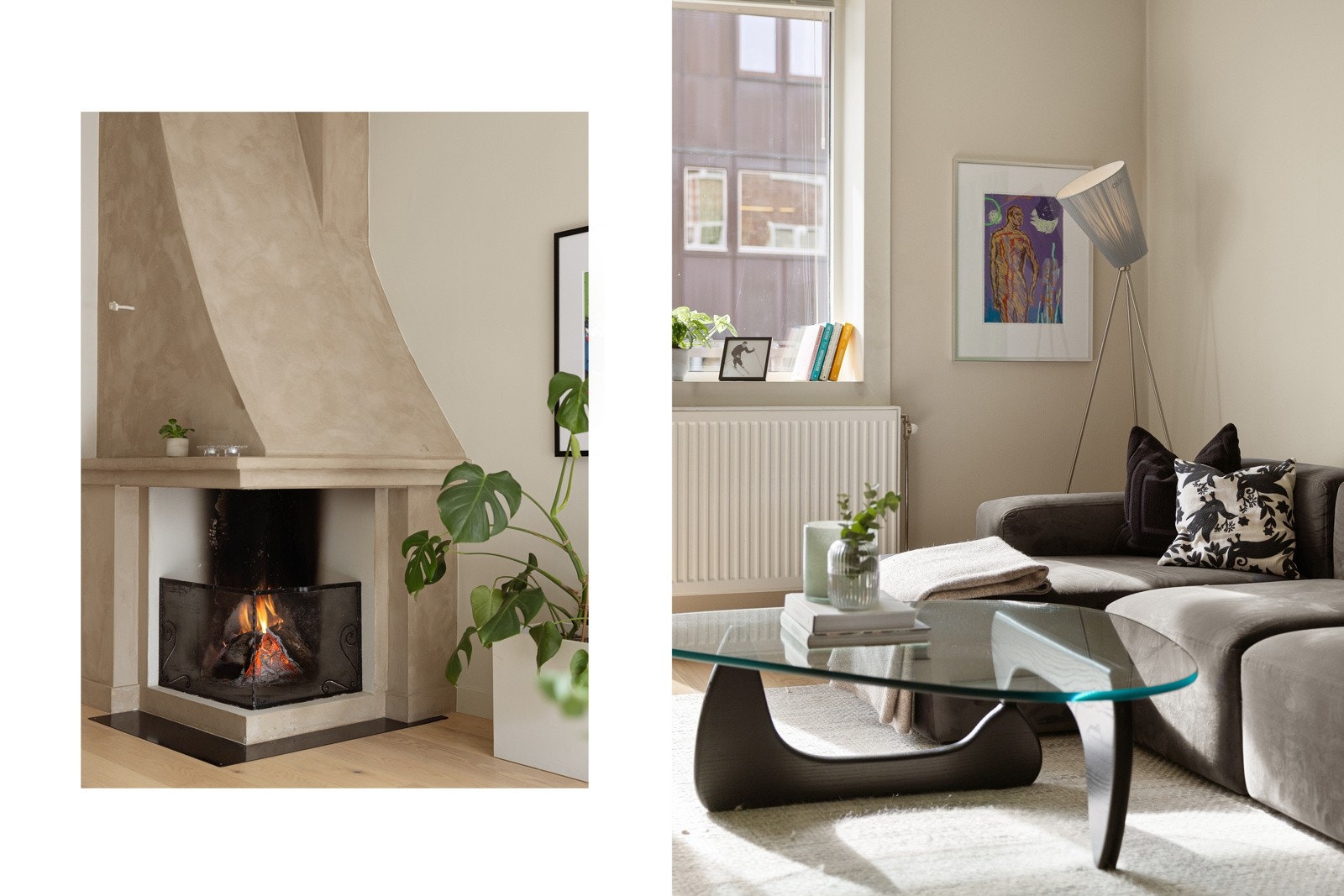 Stuen har i tillegg en sjarmerende åpen peis i hjørnet av rommet som gir god varme og ekstra hygge på kalde dager Galleribilde