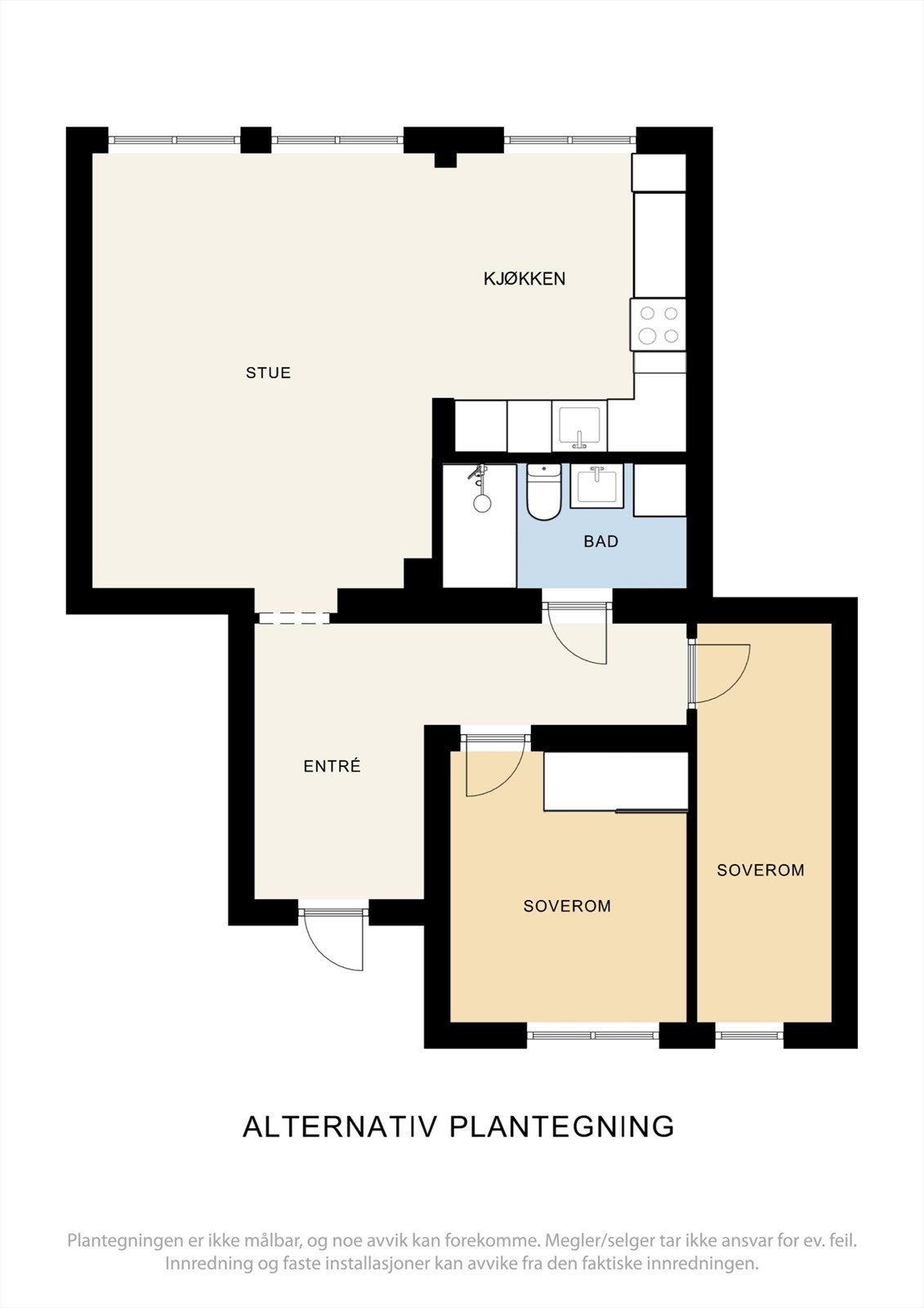 Alternativ plantegning hvis du ønsker en 3-roms Galleribilde