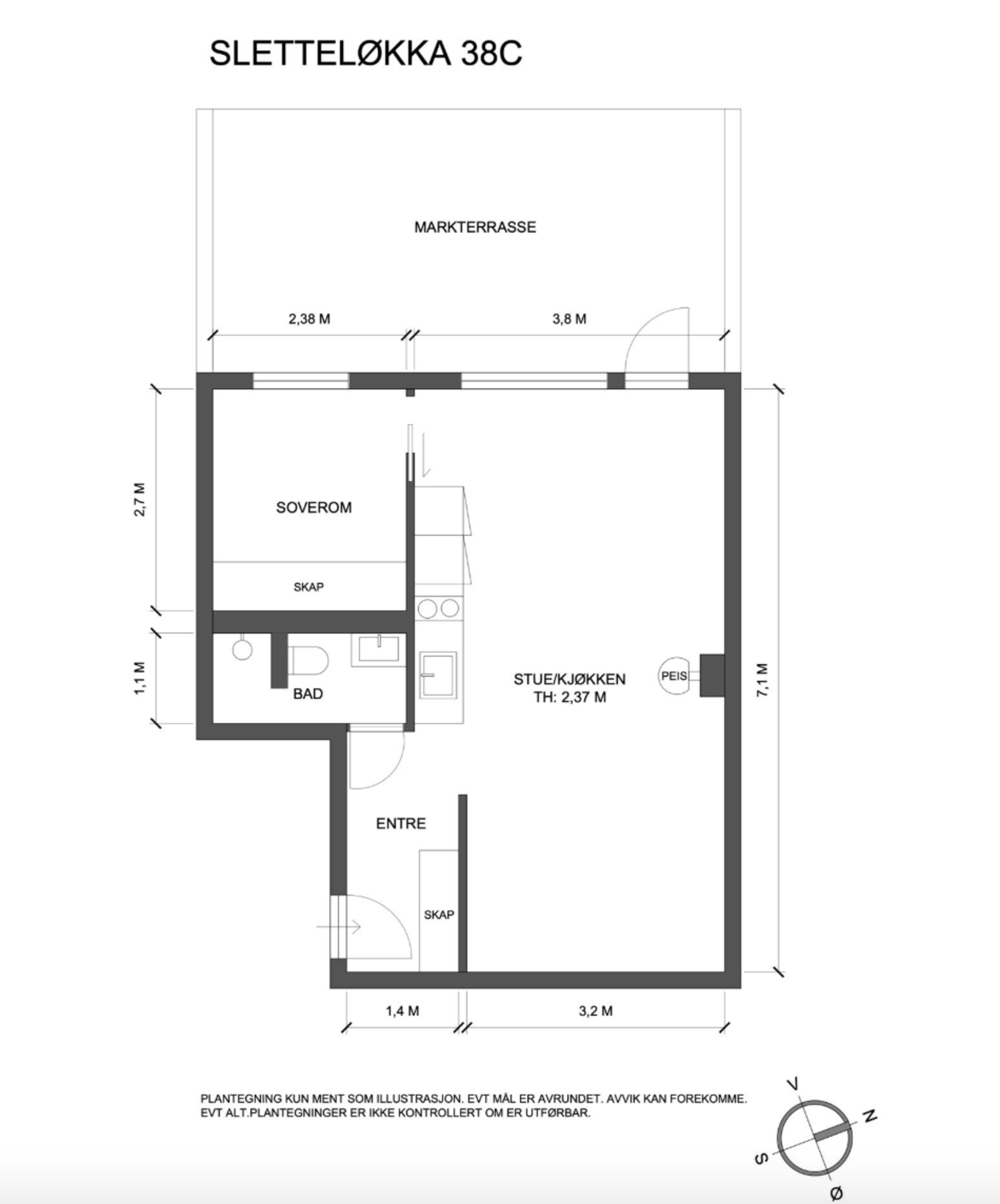 Målsatt plantegning. Galleribilde