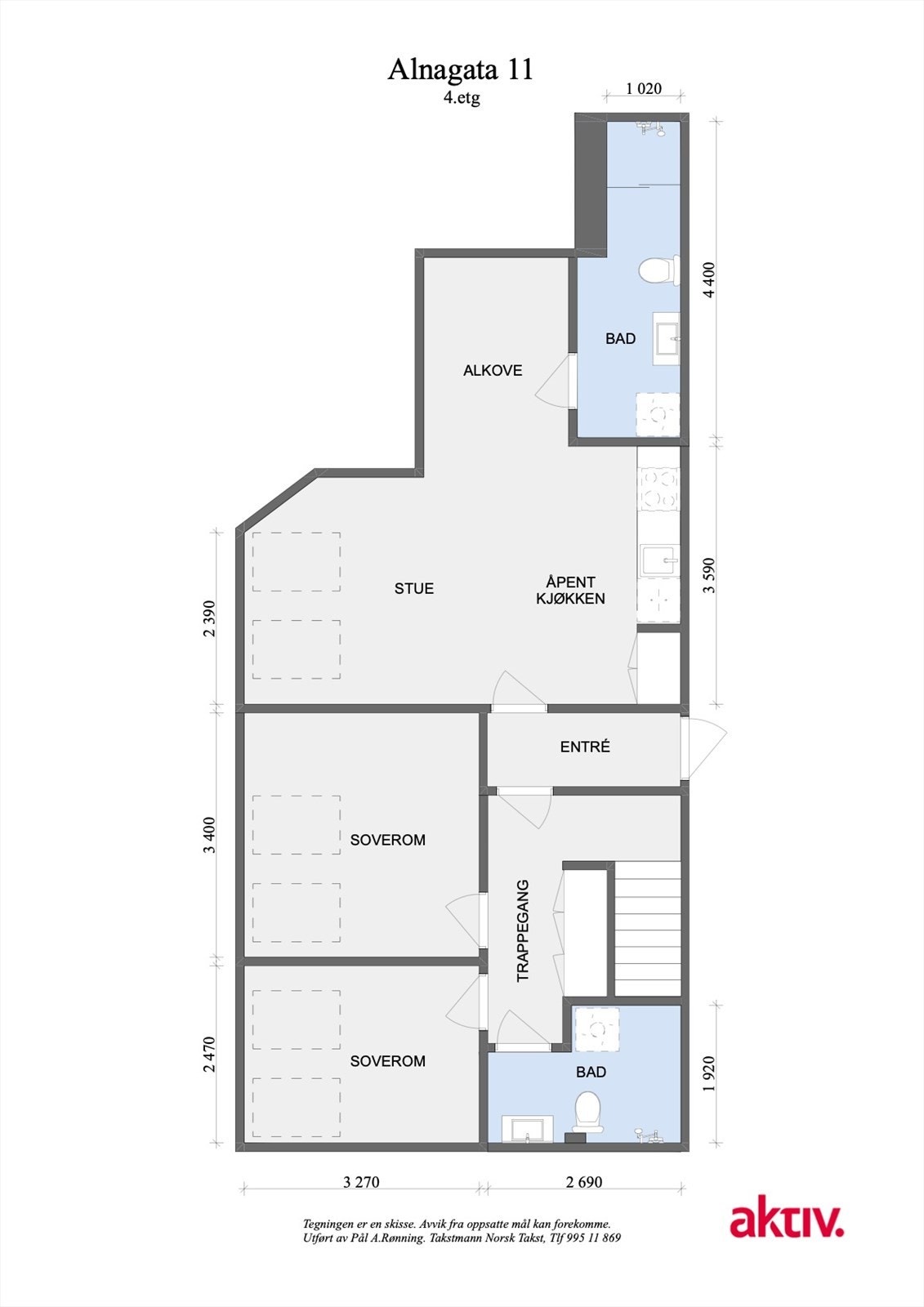 Planskisse 4.etg - Hovedleilighet og hybel Galleribilde