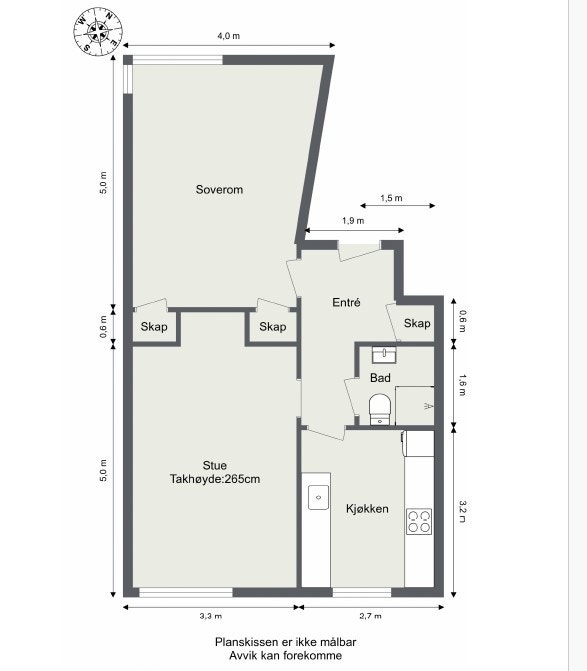 Leiligheten har veldig god planløsning med stor stueog soverom. Mulig å omgjøres til 3-roms dersom man ønsker et ekstra soverom. Galleribilde