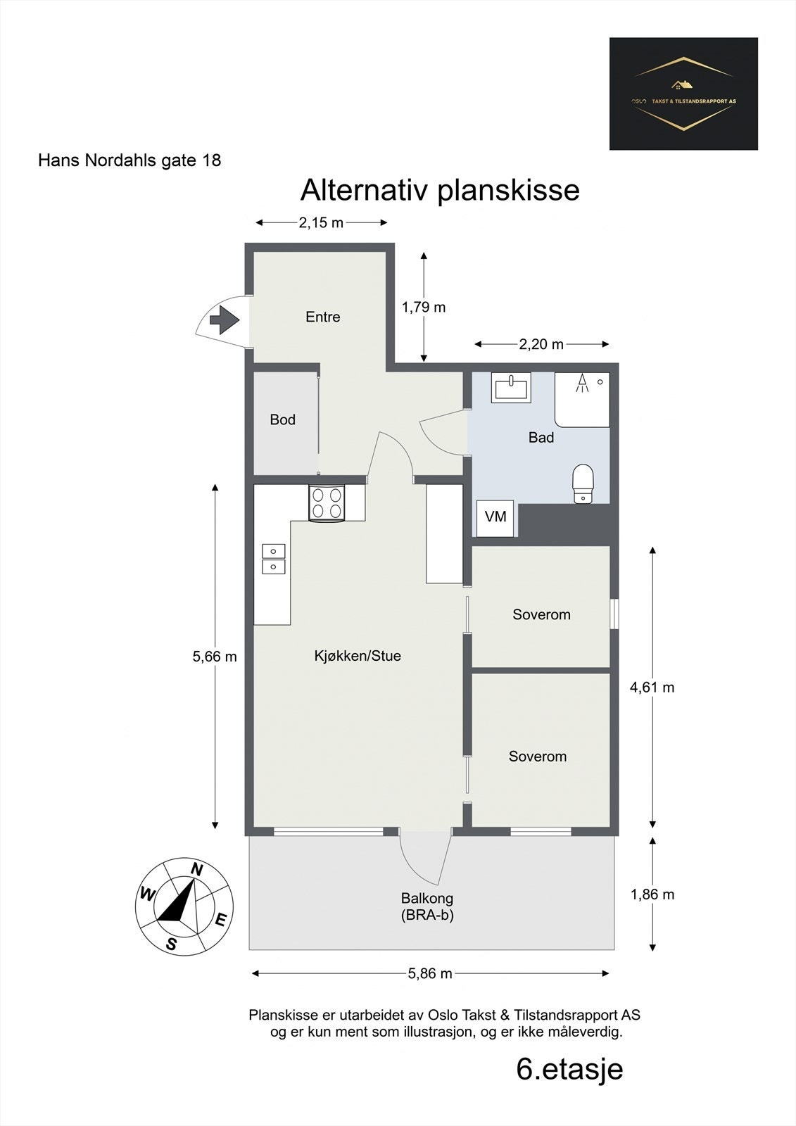 Alternativ planskisse med to soverom. Galleribilde