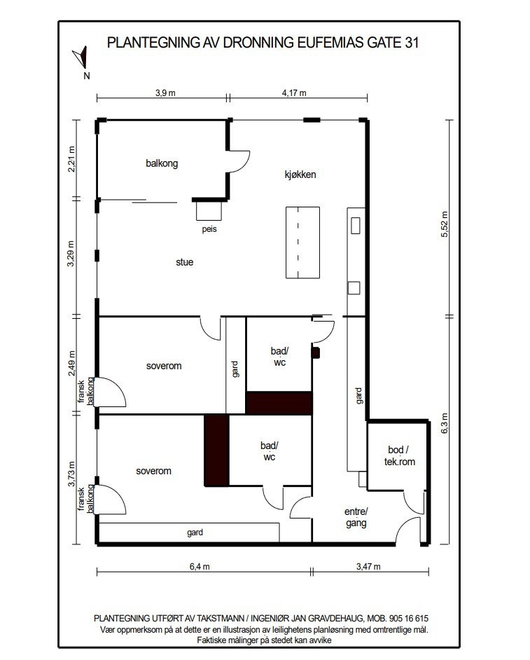 Plantegning Dronning Eufemias gate 31. Galleribilde