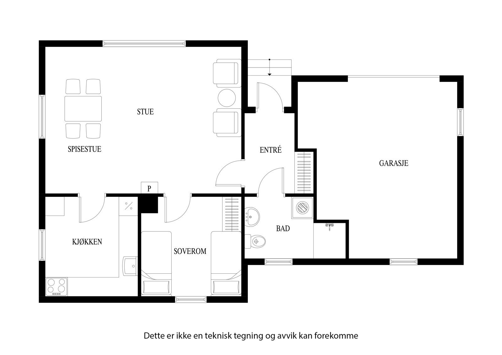 Planløsning for hovedetasjen i sidebygningen Galleribilde