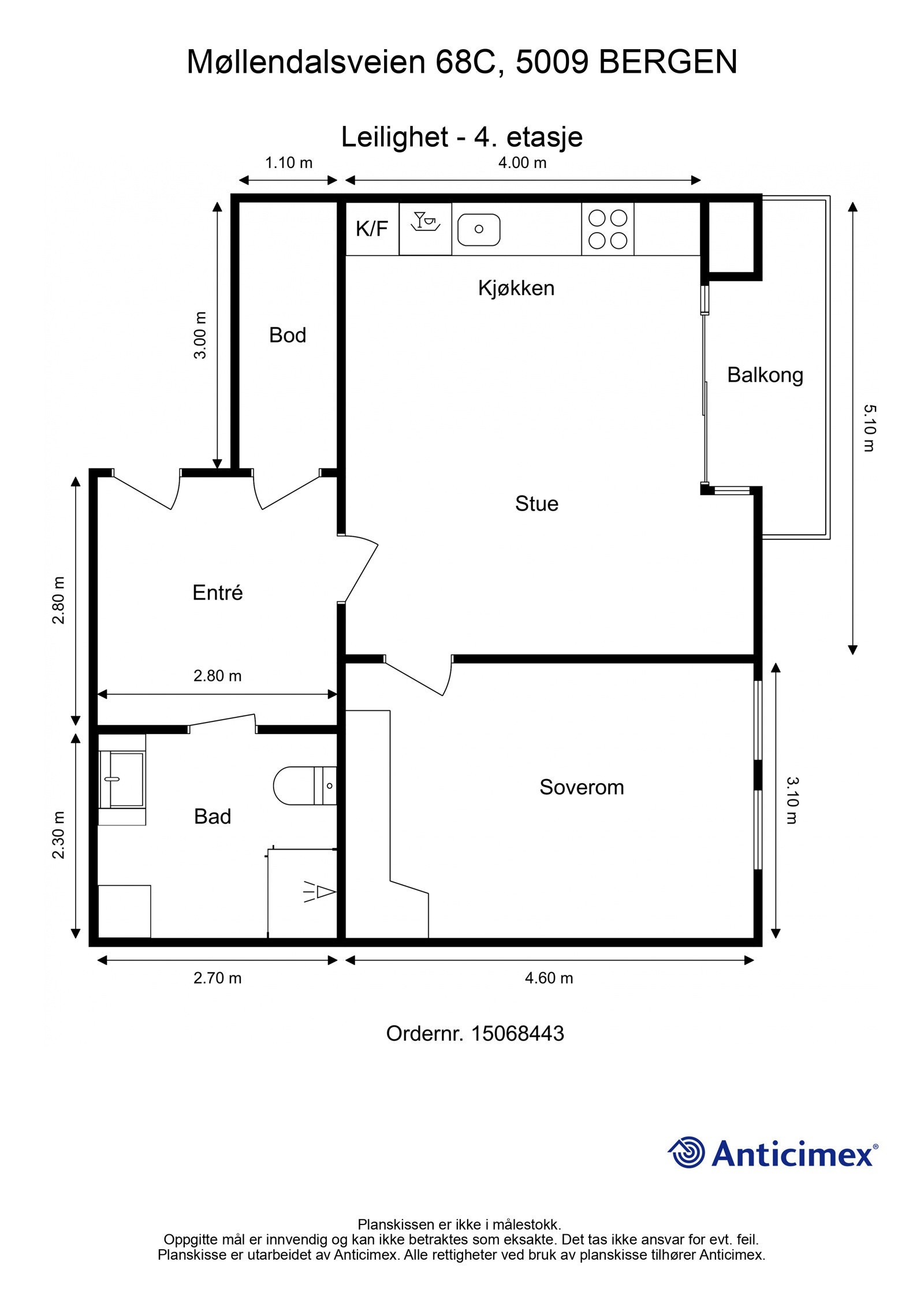 Plantegning | Møllendalsveien 68C - Leilighet H0402 Galleribilde