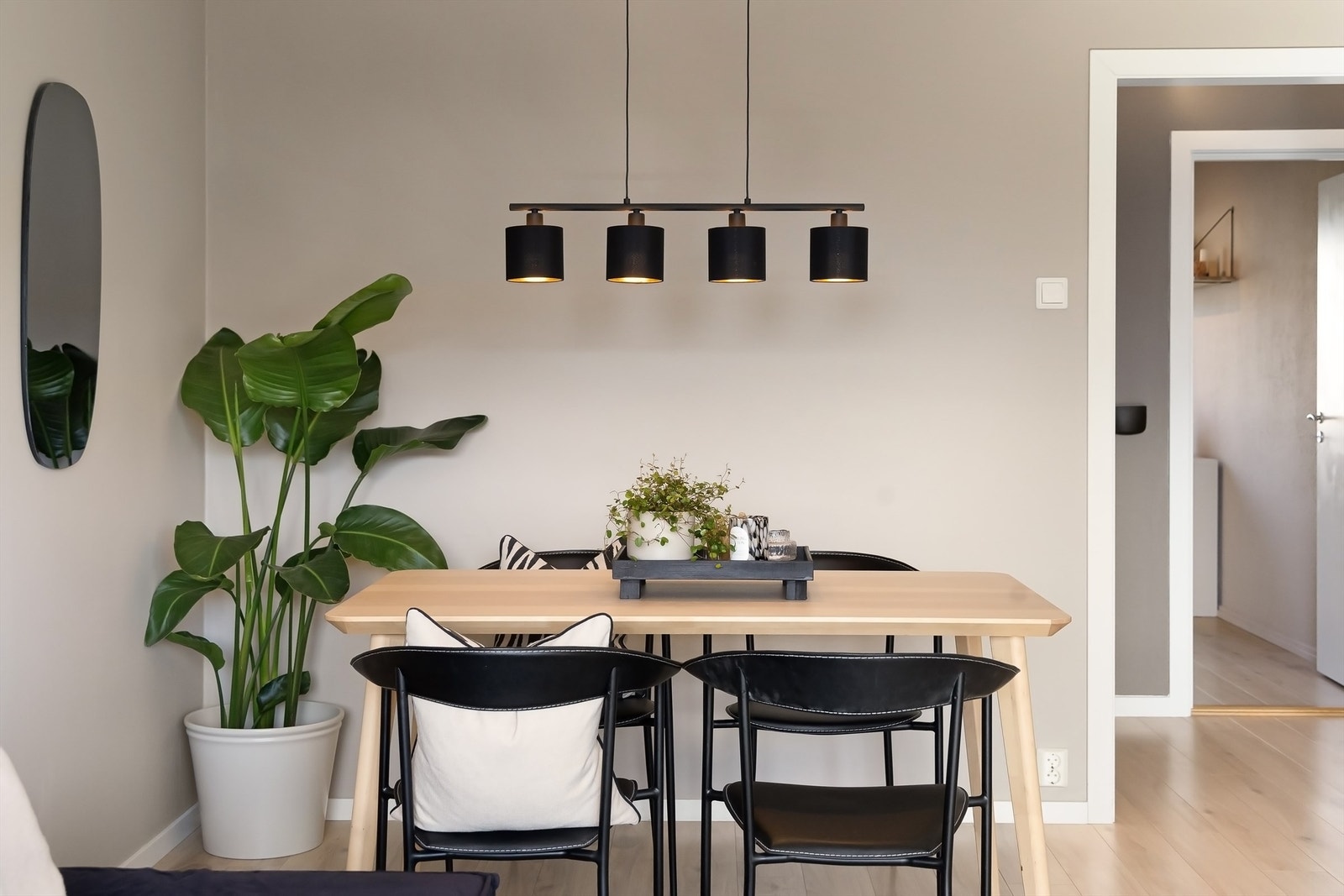 Nymalte vegger og tak i stue, gang og soverom. Galleribilde