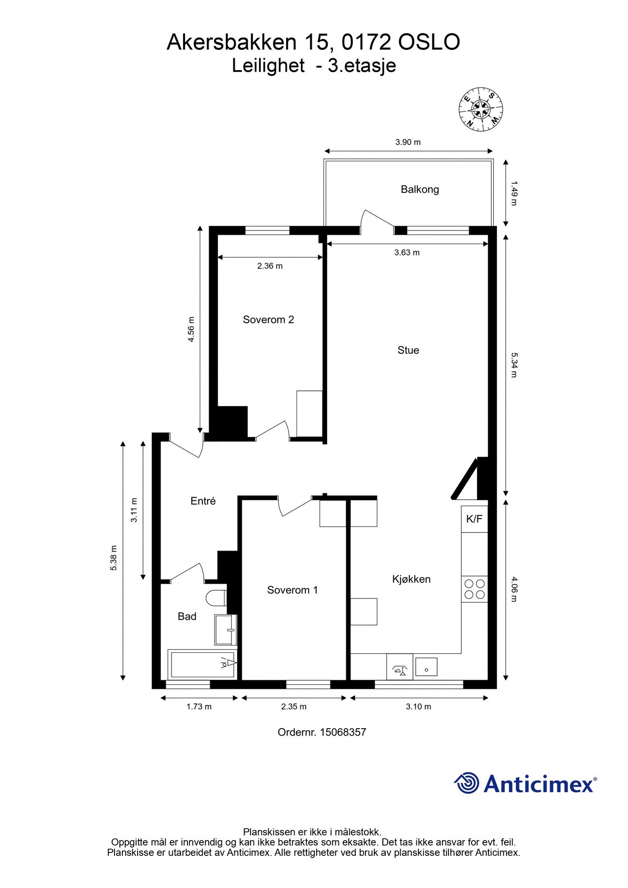 Målsatt plantegning Galleribilde