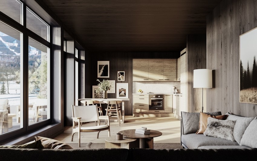 Illustrasjonsbilde stue/ kjøkken. Bildet er kun en illustrasjon og avvik kan/vil forekomme. Galleribilde