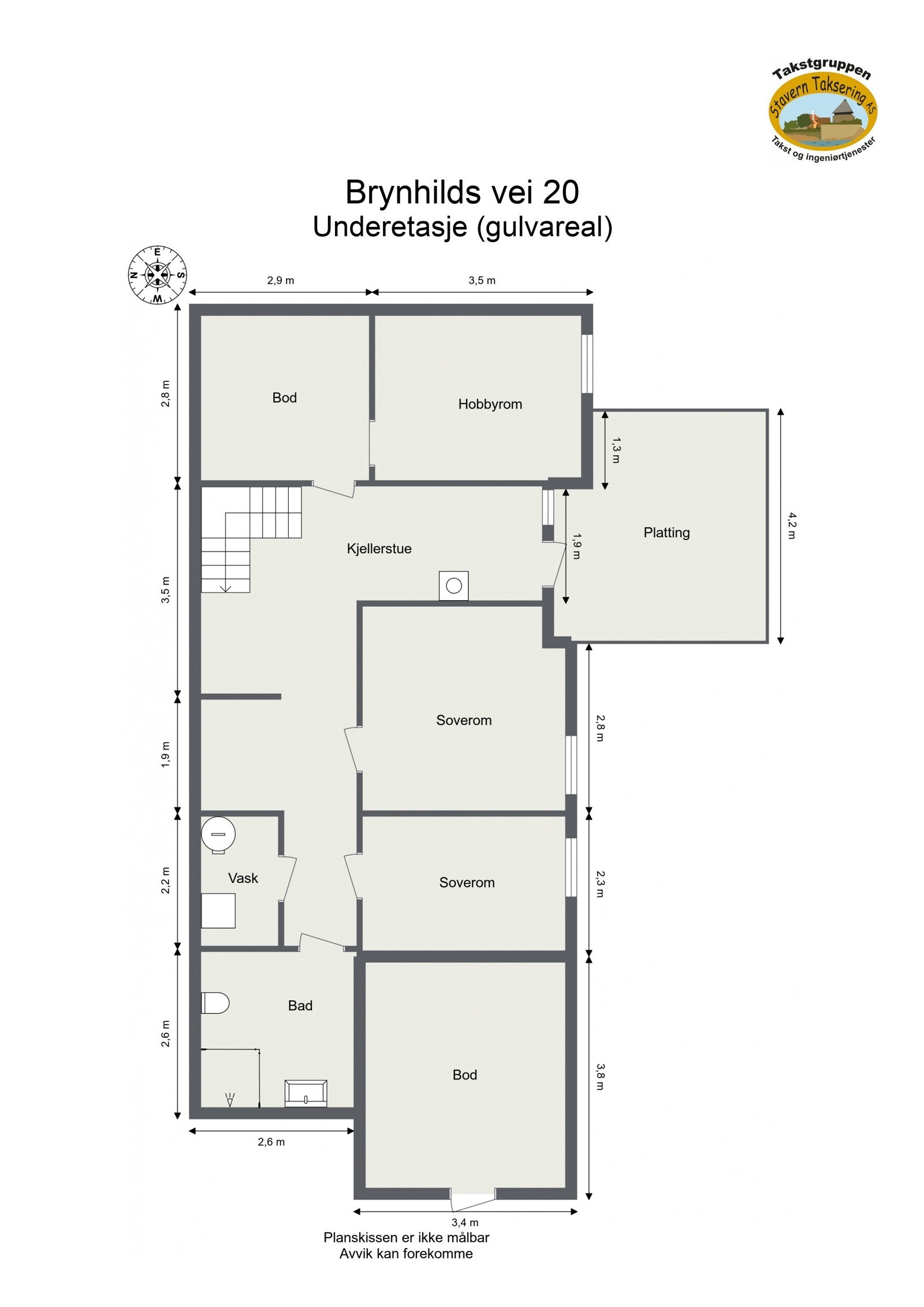 Plantegning underetasje. Galleribilde