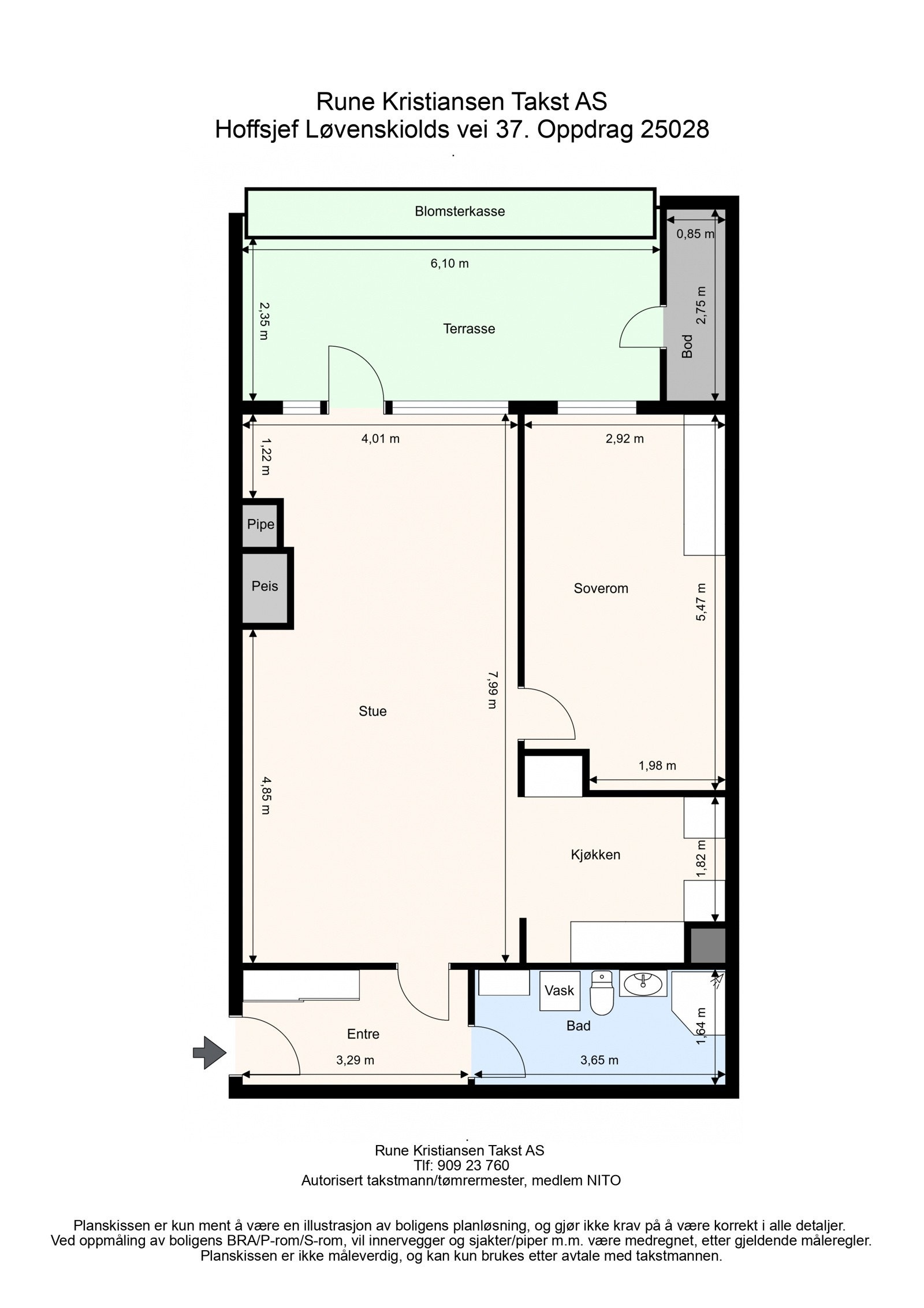 Plantegning - Varmtvann & fibernett inkl. i felleskostnader. Galleribilde