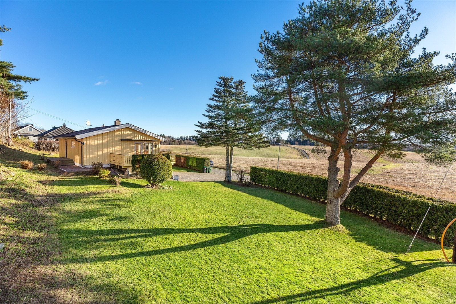 Stor og opparbeidet hage med mye boltreplass Galleribilde