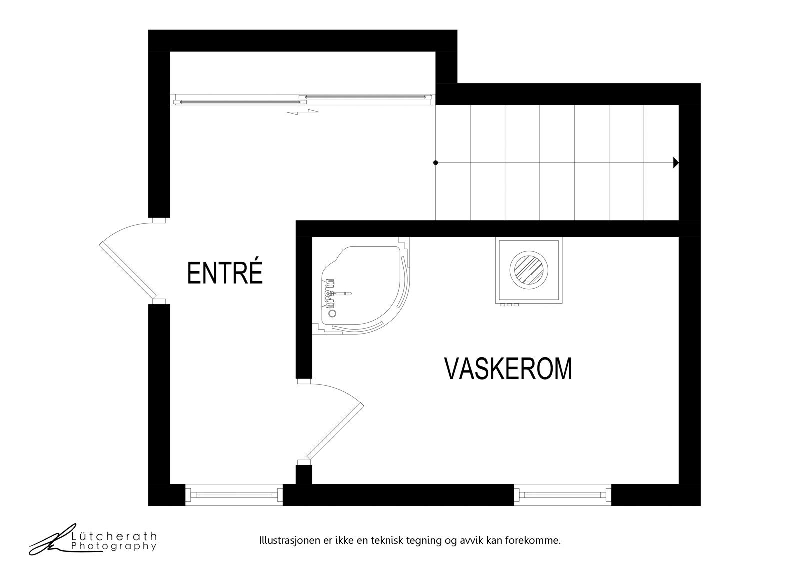 Plantegning av kjeller i enebolig/fritidsbolig. Galleribilde
