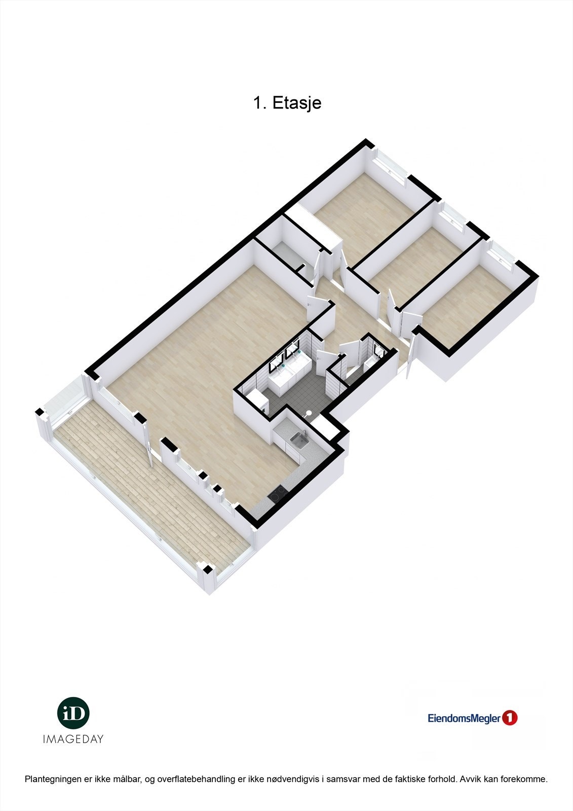 Plantegning som viser leilighetens praktiske og funksjonelle layout. Galleribilde