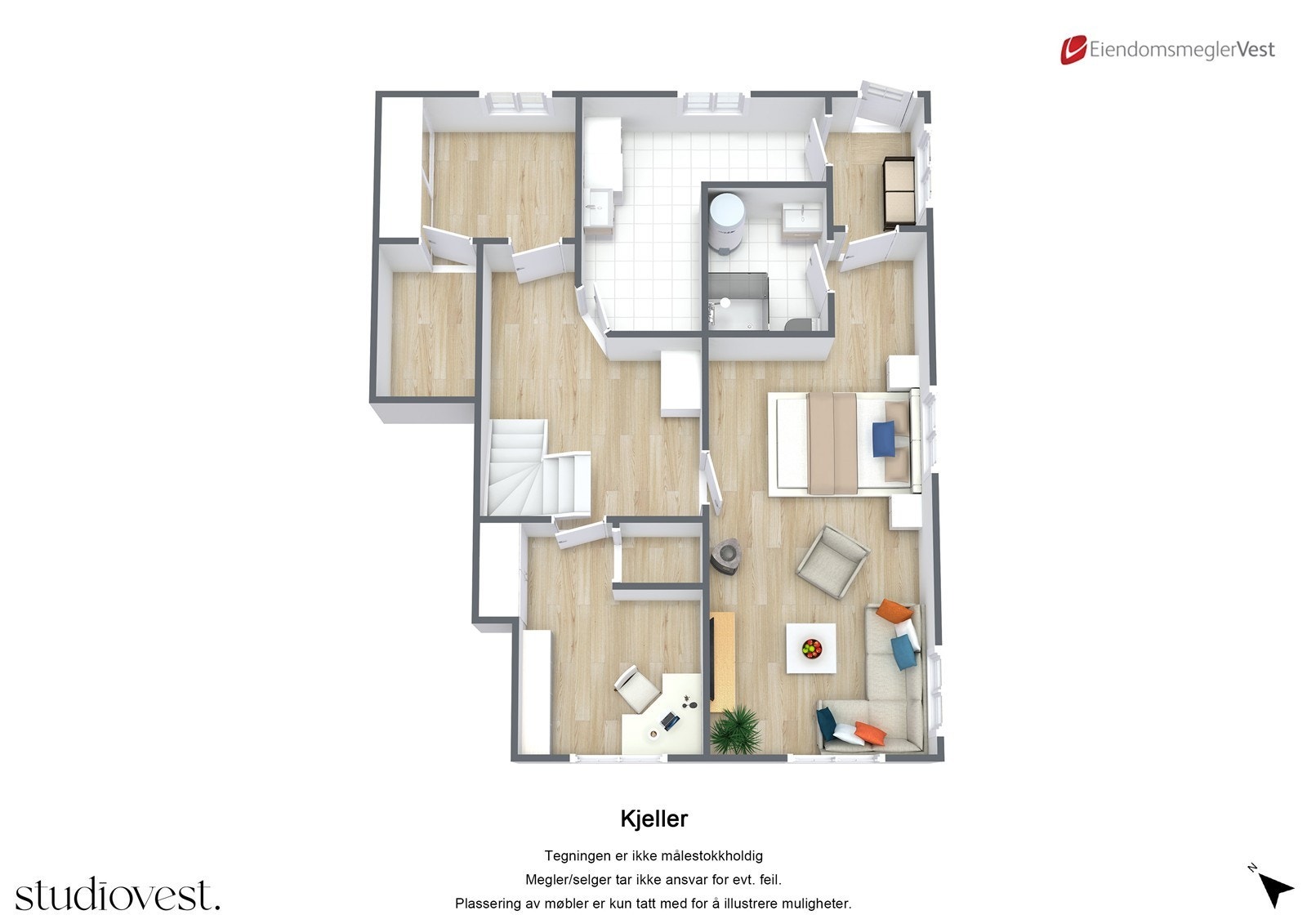 Planskisse 3D: Kjeller. Galleribilde