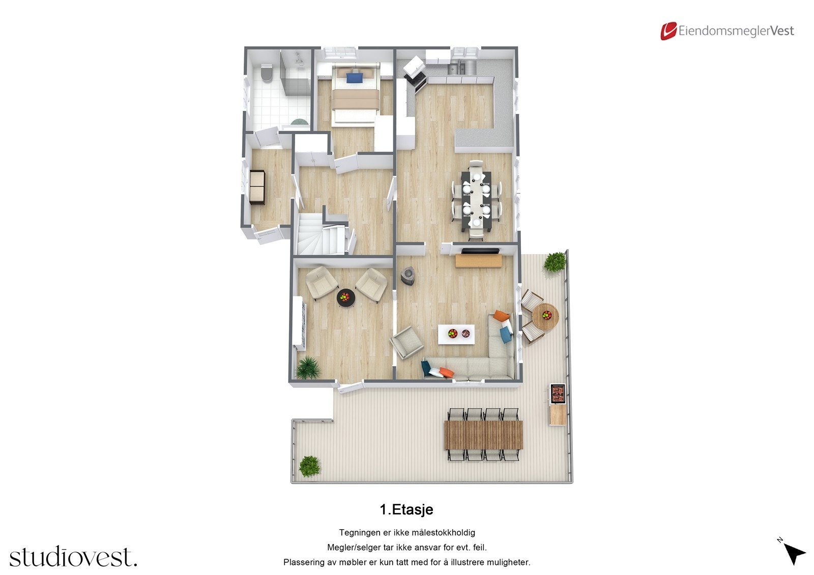 Planskisse 3D: 1. etasje. Galleribilde