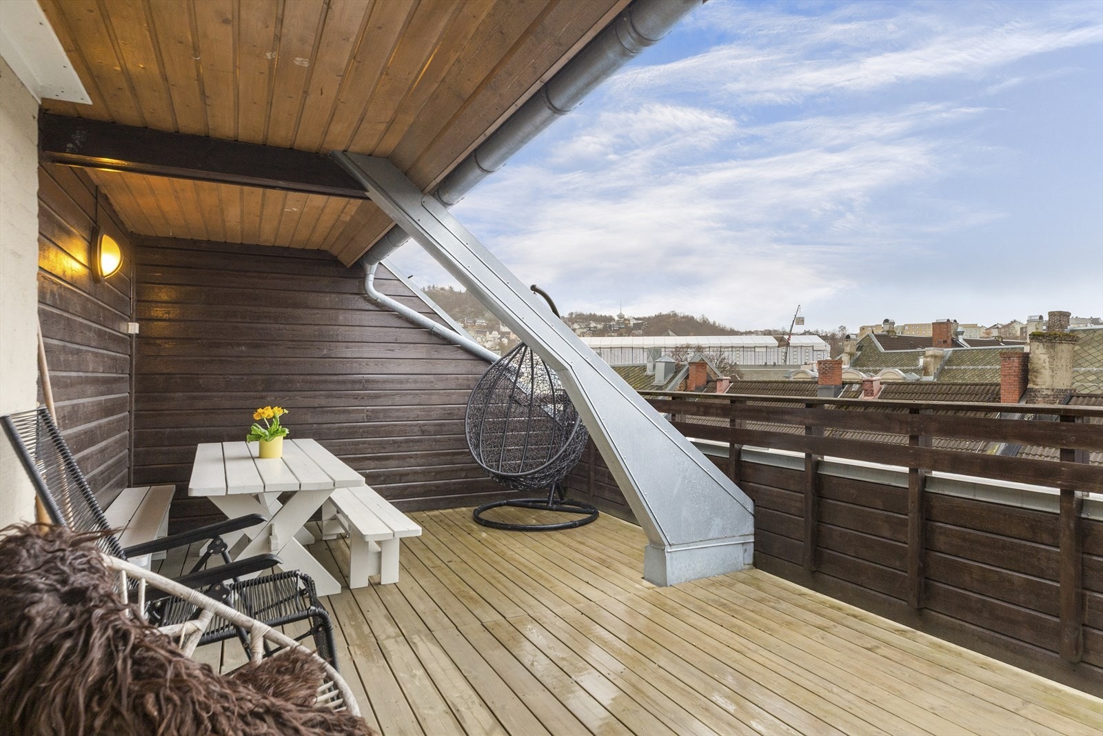 Det er også en felles, devis overbygd takterrasse. Galleribilde