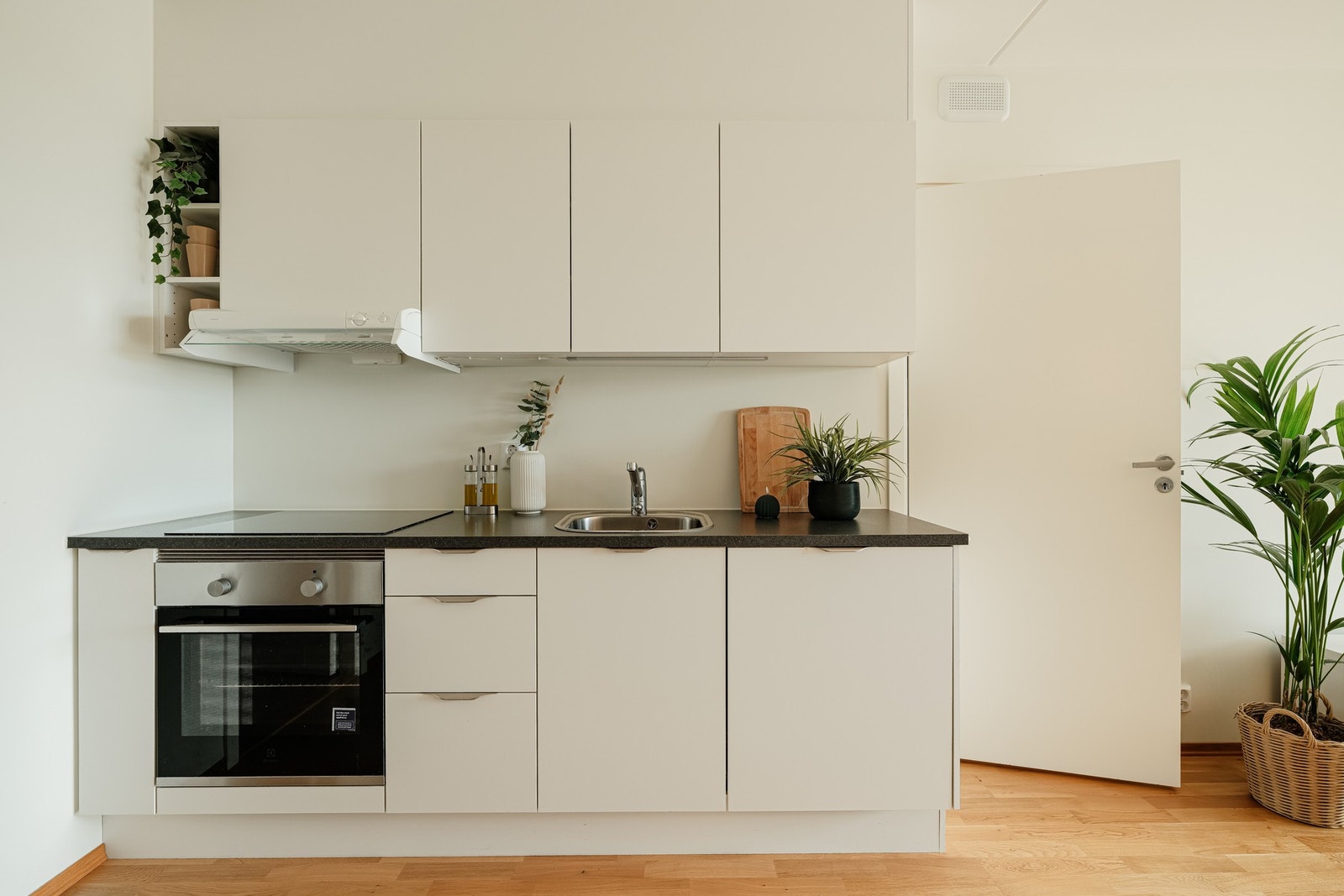 Av integrerte hvitevarer er det induksjonstopp, stekeovn og oppvaskmaskin - disse medfølger naturligvis ved salg. Galleribilde