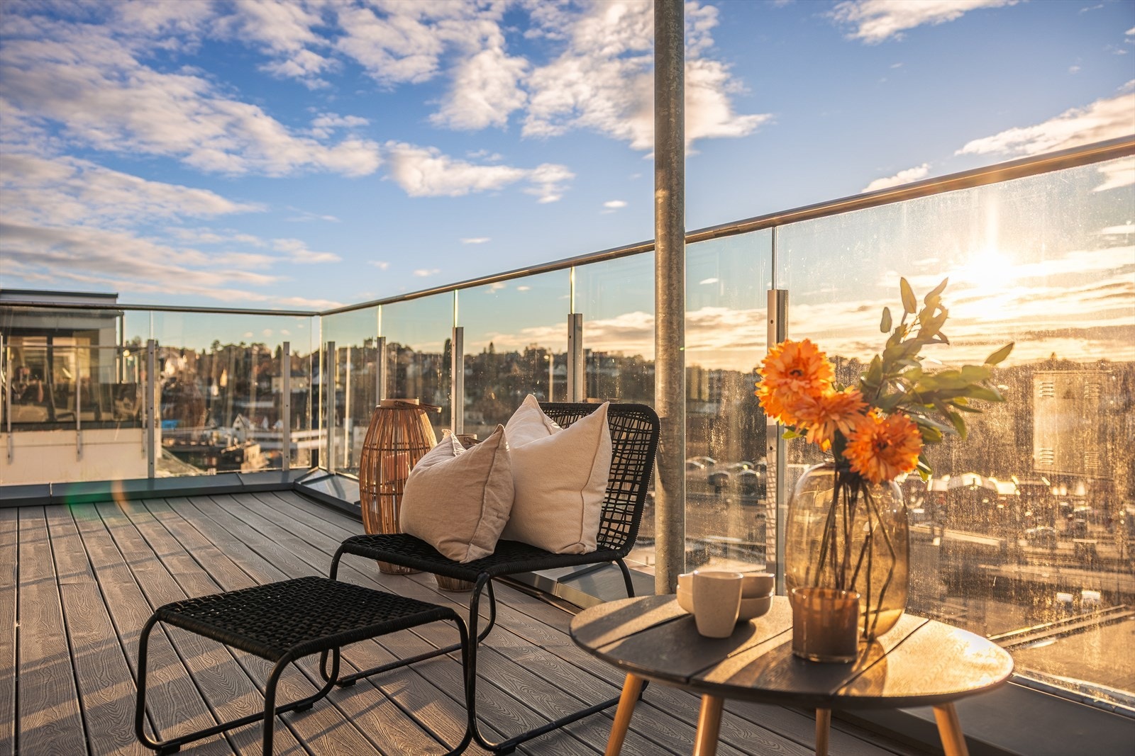 2 stk private takterrasser på henholdsvis 15 kvm og 24 kvm. Galleribilde