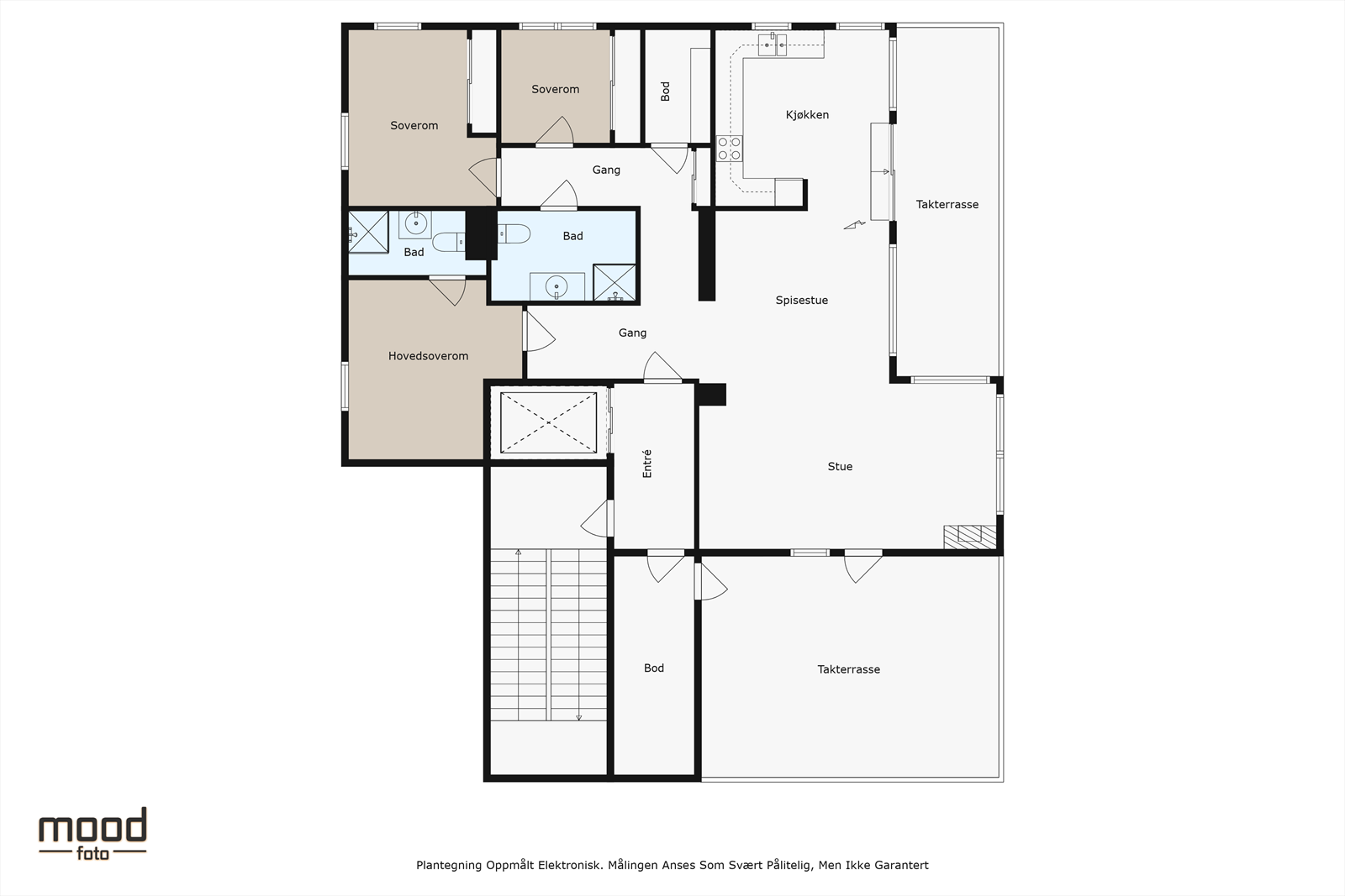 Toppleiligheten utgjør hele byggets øverste etasje (7.etg), og har privat heisadkomst med egen kode. Galleribilde