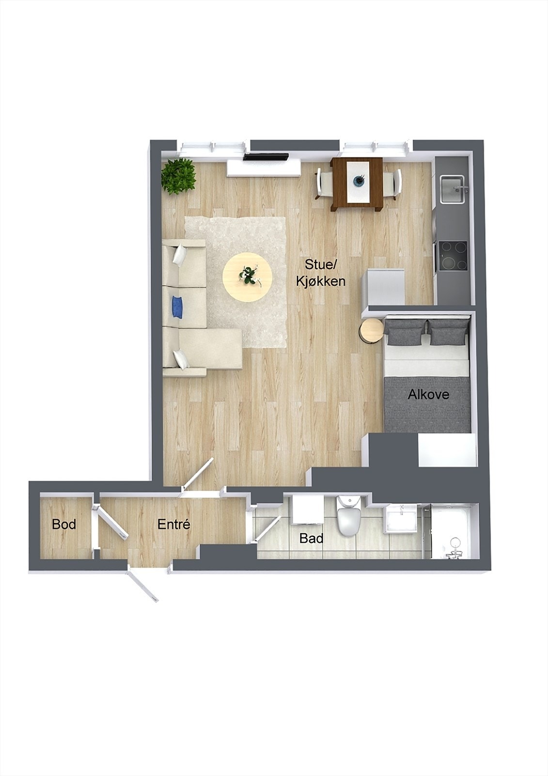 Møblert plantegning Galleribilde