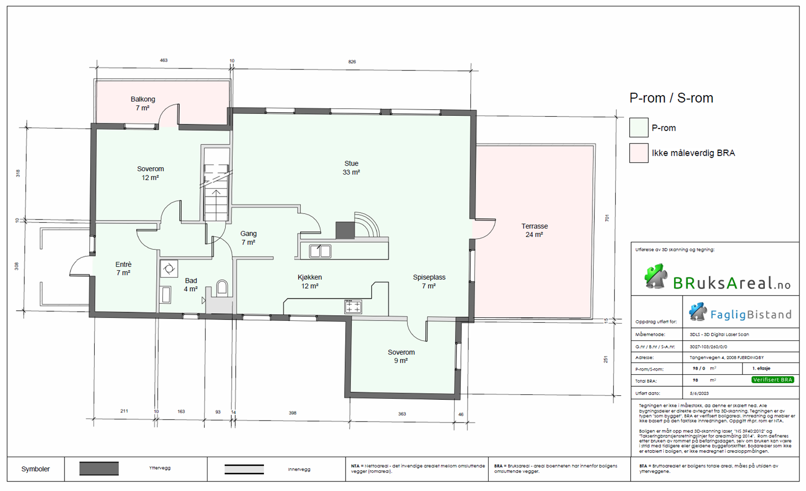 1. etasje: Entré, gang, bad/vaskerom, kjøkken, stue og 2 soverom. Galleribilde
