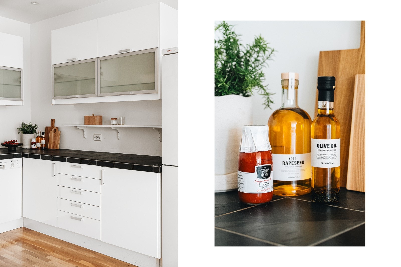 hvitevarer er å finne på kjøkkenet og medfølger handelen: stekeovn, mikrobølgeovn, induksjonstopp, oppvaskmaskin, vegghengt ventilator og frittstående kjøleskap med frysedel. Galleribilde