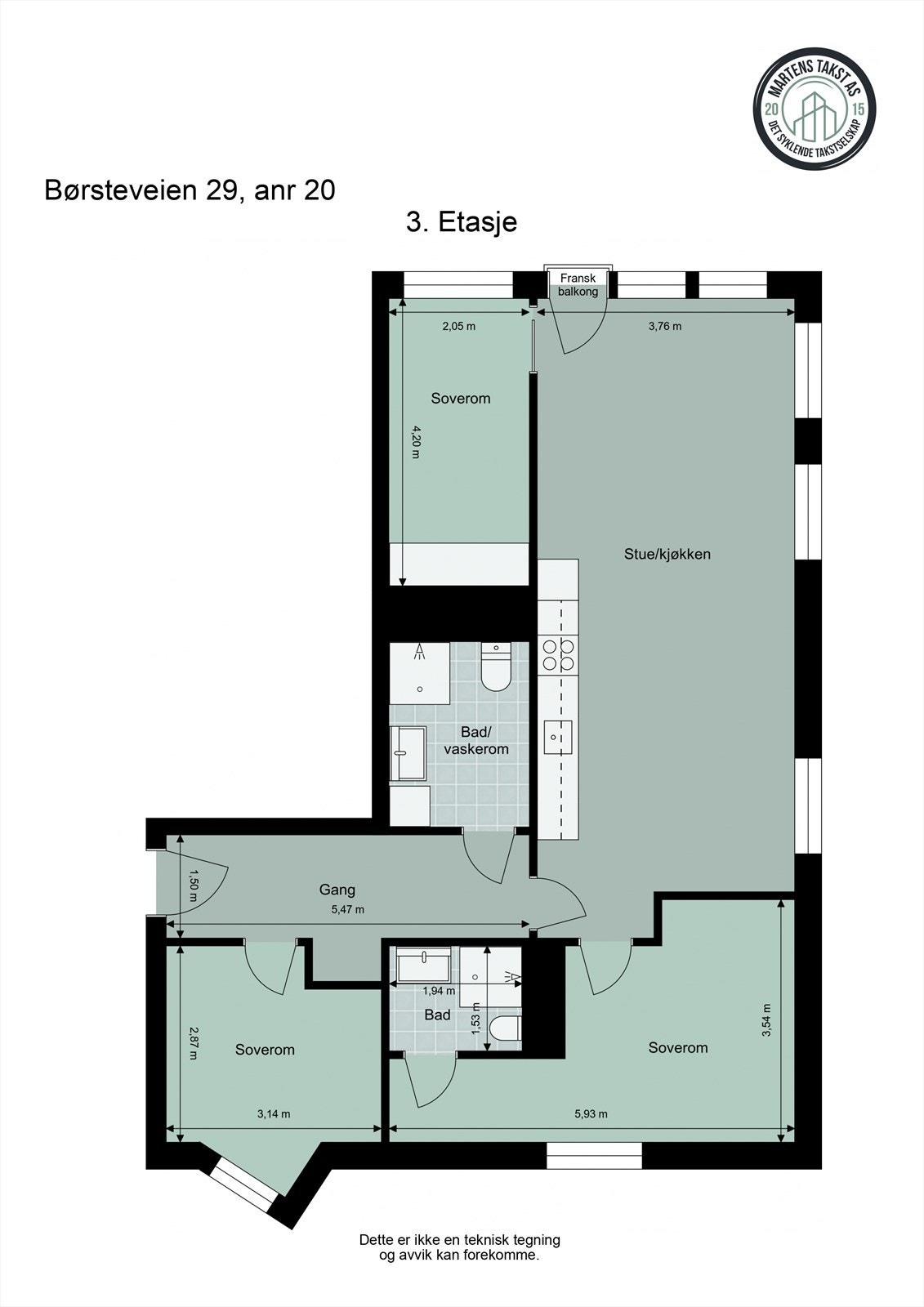 Målsatt plantegning Galleribilde