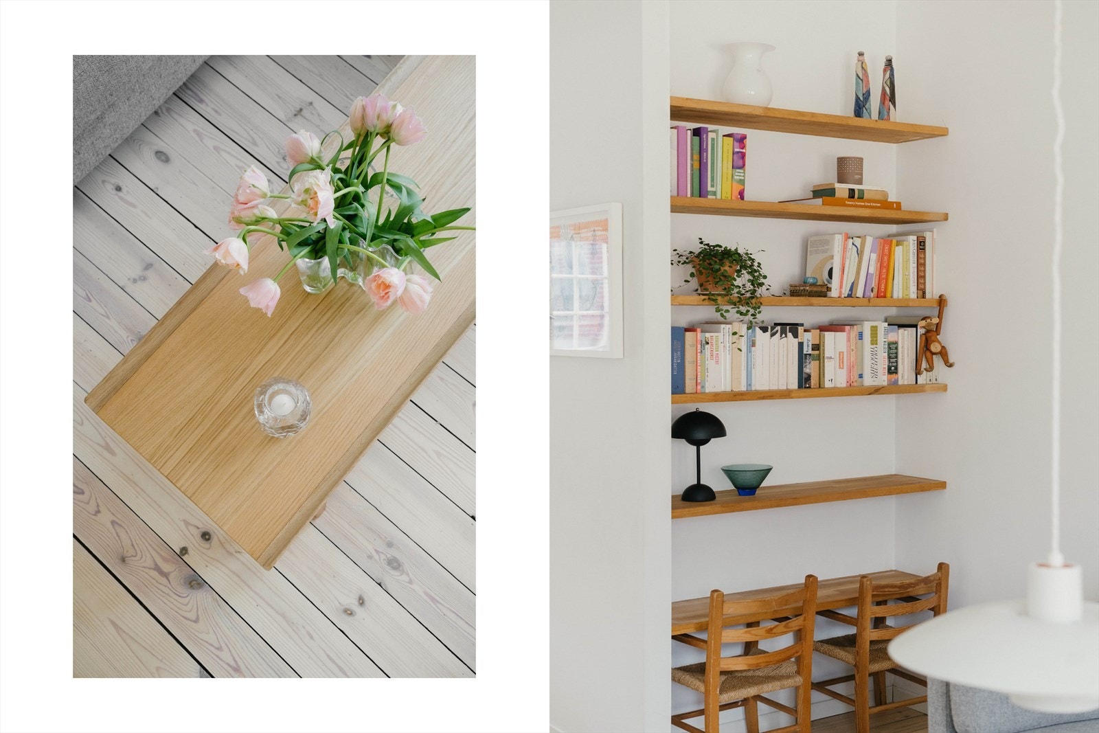 Det originale furugulvet er gjennomgående i boligen og tilfører rommene en autentisk og varm atmosfære. Galleribilde