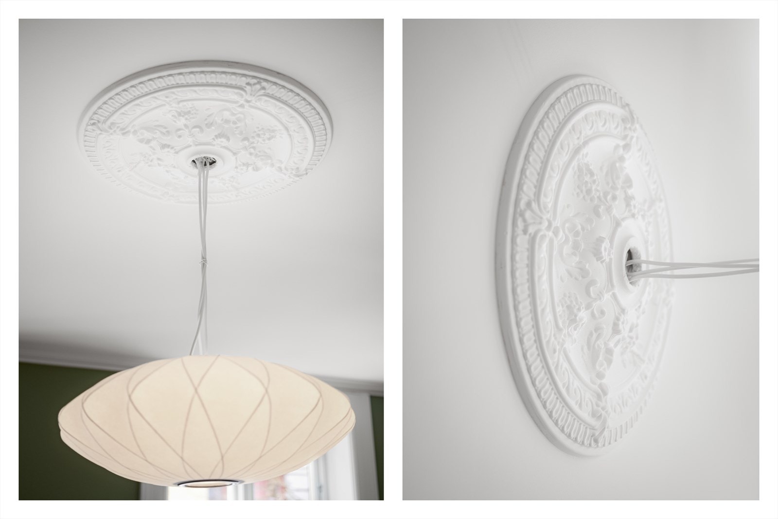 En vakker takrosett er rommets flotte smykke. Galleribilde